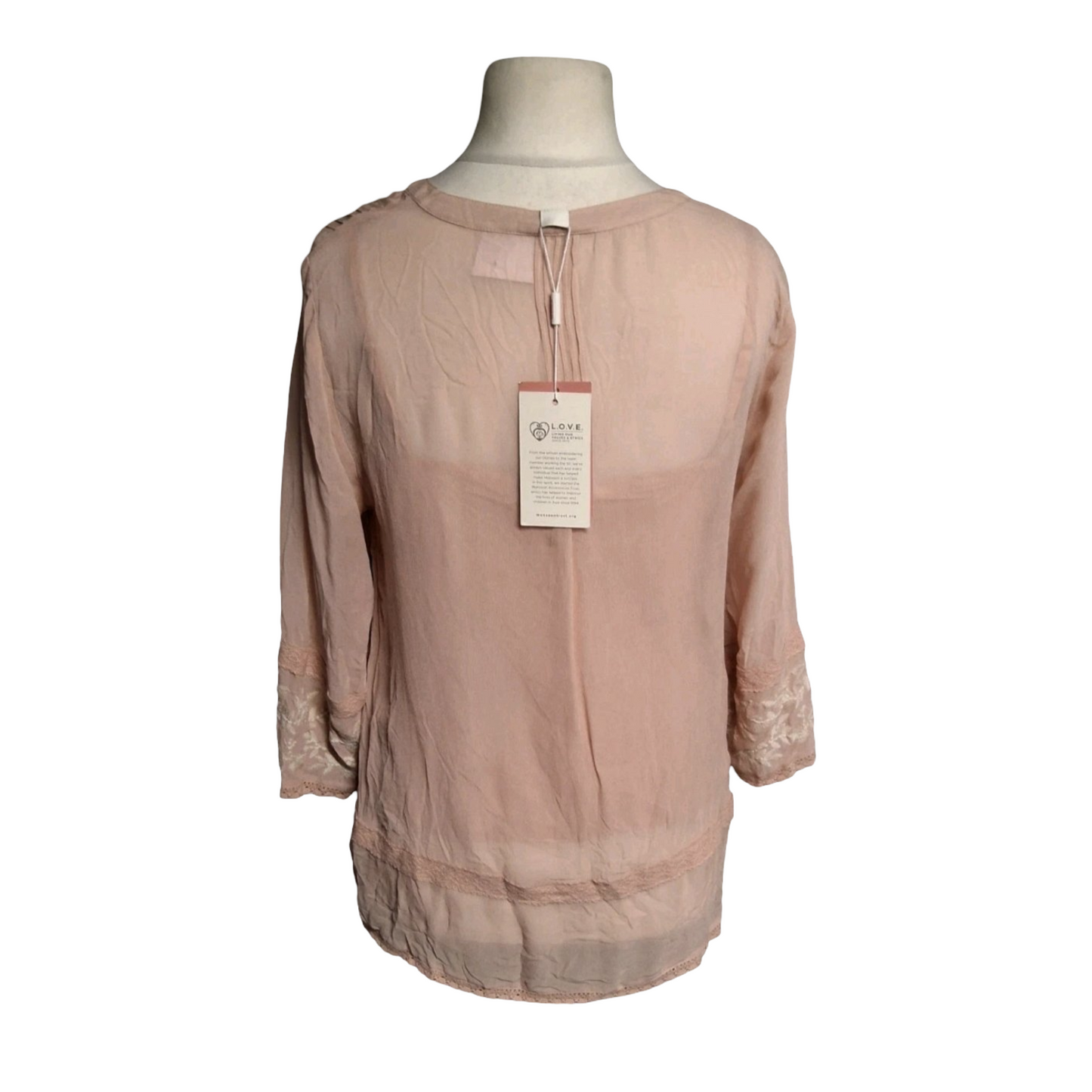 Monsoon Light Pink Embroidered Blouse – Size 12 – 100% Viscose – NWT RRP £49