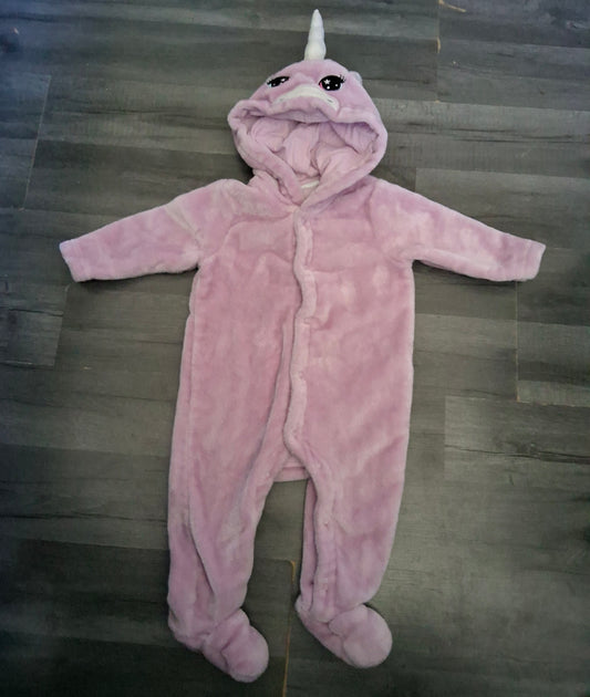 Bluezoo Girls Fluffy Pink Unicorn Bodysuit – 3–6 Months – Polyester