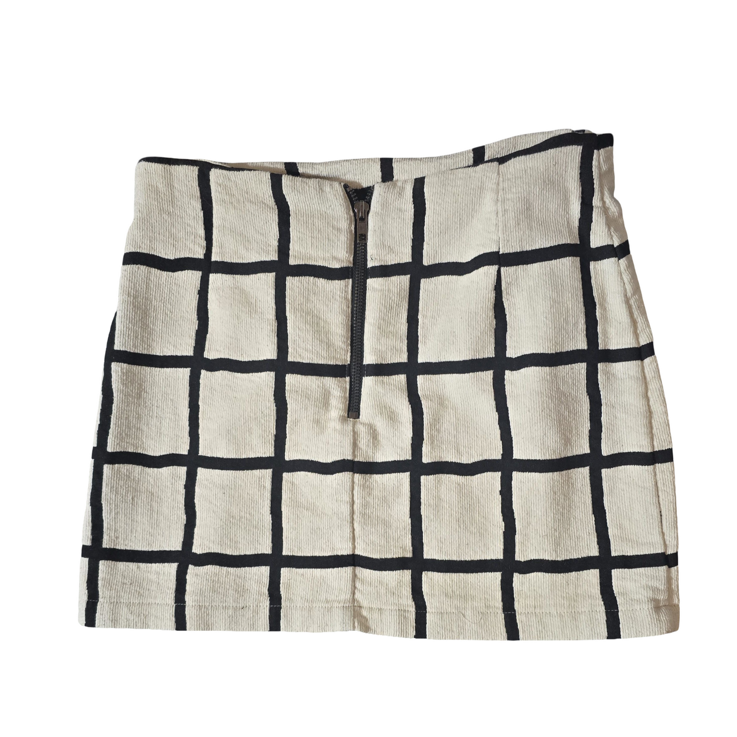 Topshop Grid Print Mini Skirt – Size 10 – Cotton Blend – Monochrome