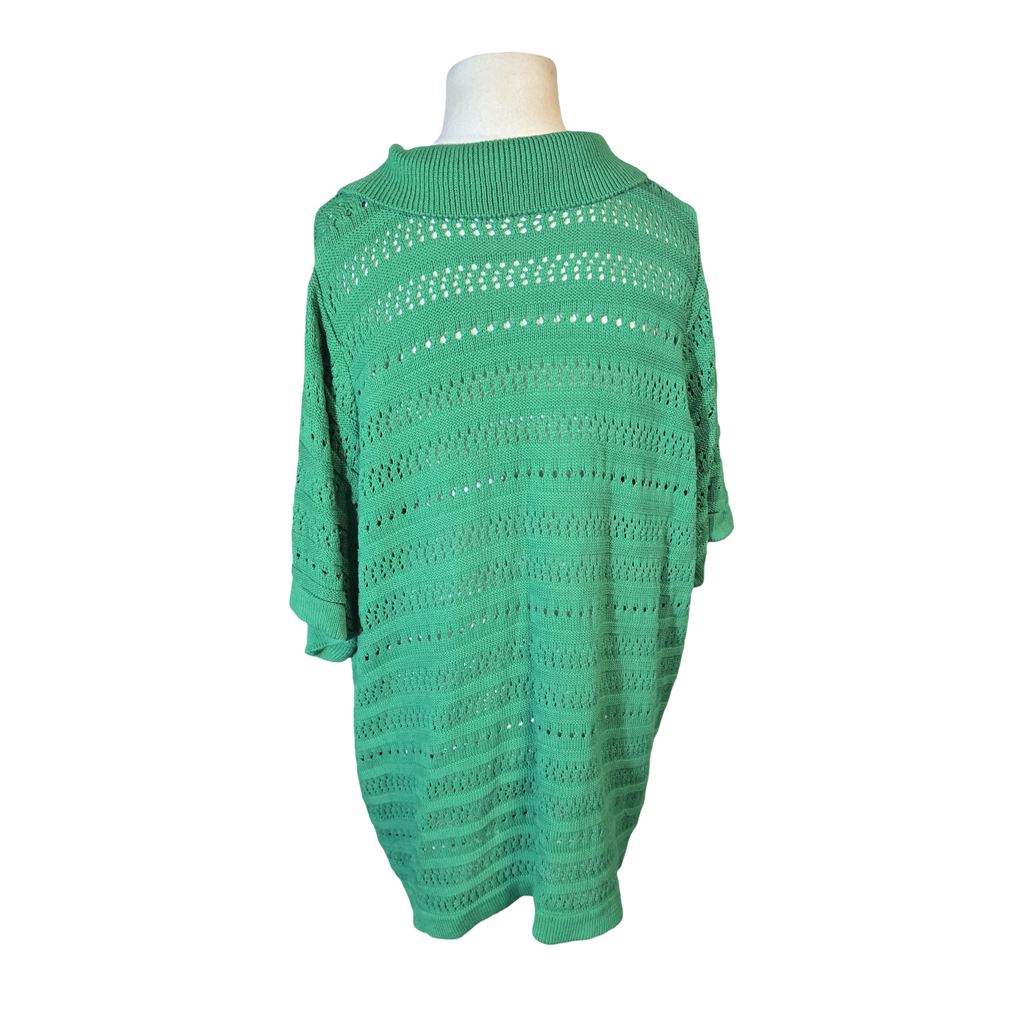 JD Williams Green Crochet Knit Collared Jumper – Short Sleeve – Size 24/26