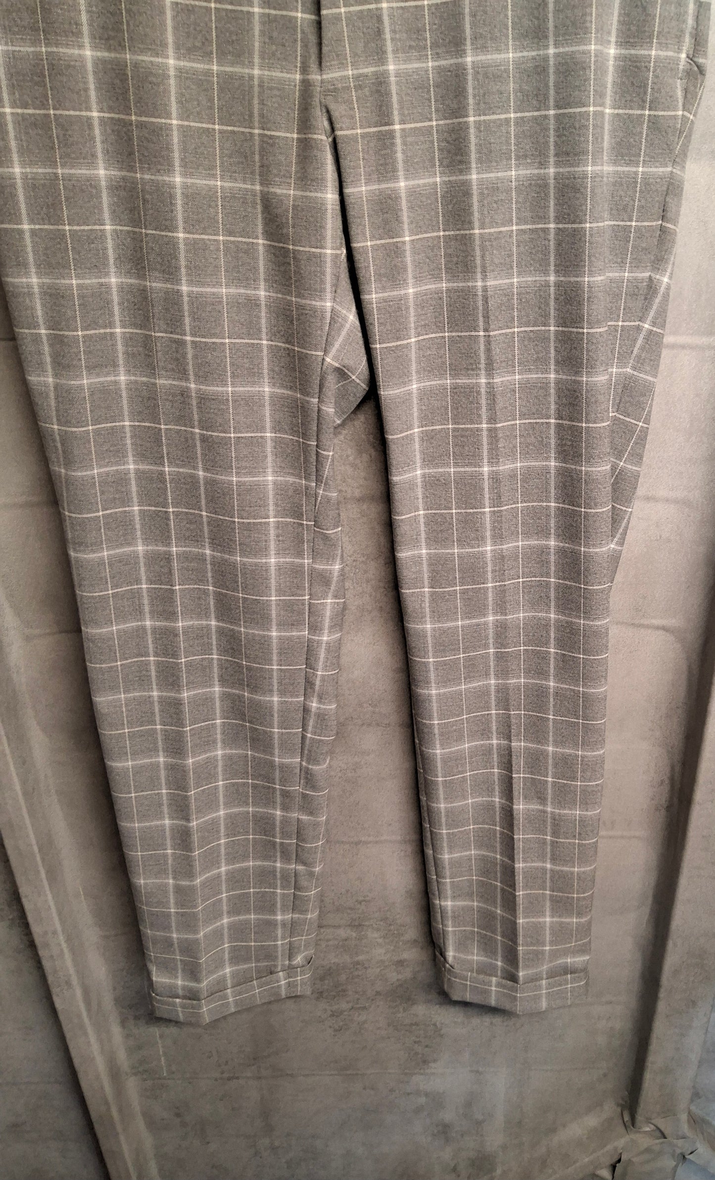 Next Men’s Grey Check Tailored Trousers – Slim Leg – W30