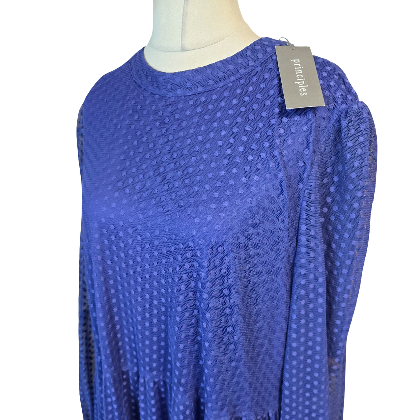 Principles Dress Blue Size 22 Midi Sheer Formal Weekend New