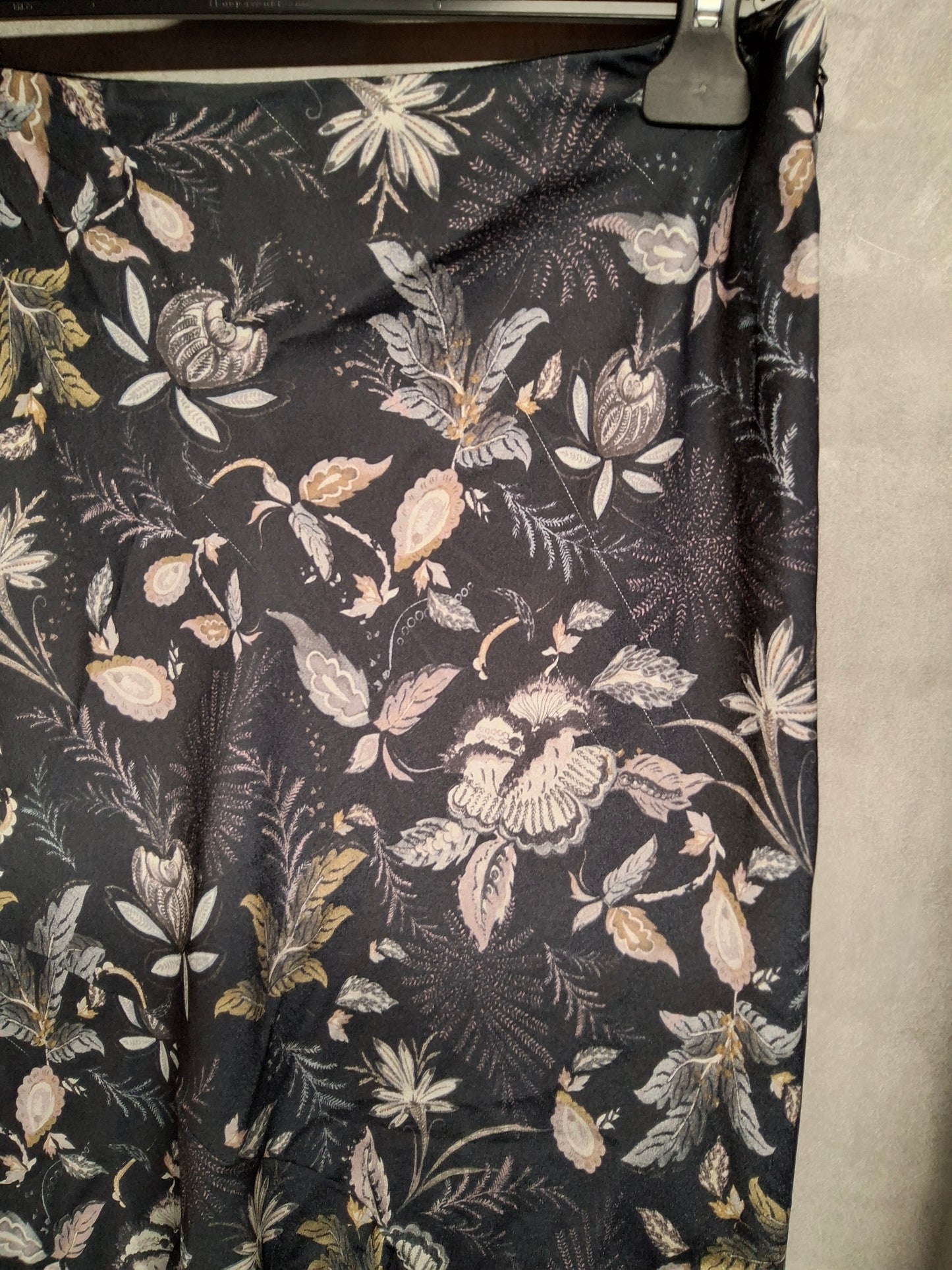 Next Navy & Purple Floral Slip Midi Skirt – Size 10 Silky Flared Style
