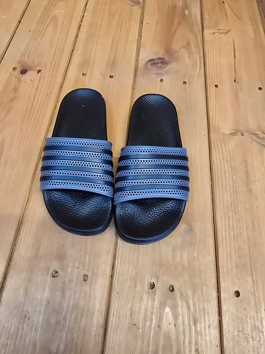 Boys Black & Grey Striped Sliders | Size 13 | Netted Upper | Unbranded | Casual Summer Footwear