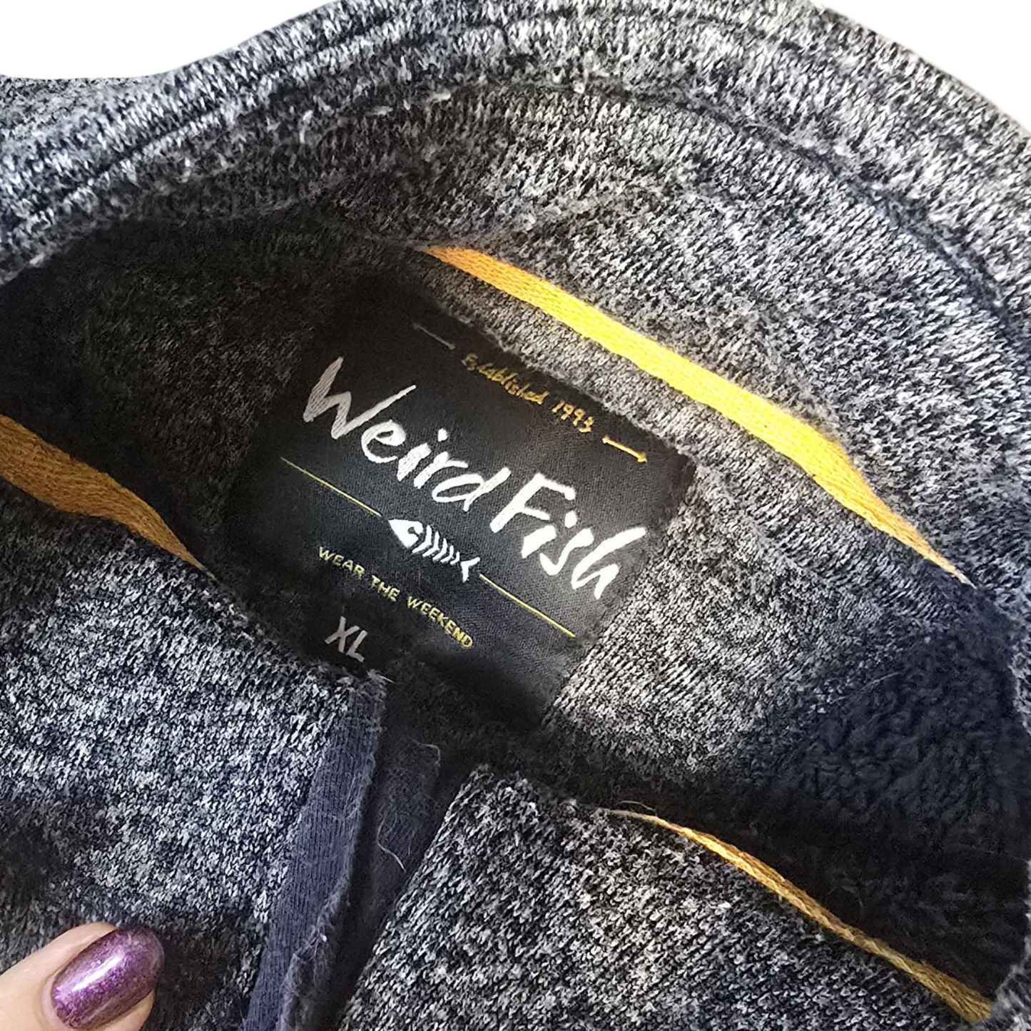 Weird Fish Jumper Navy/ Grey Size XL Men's Causal Outdoor