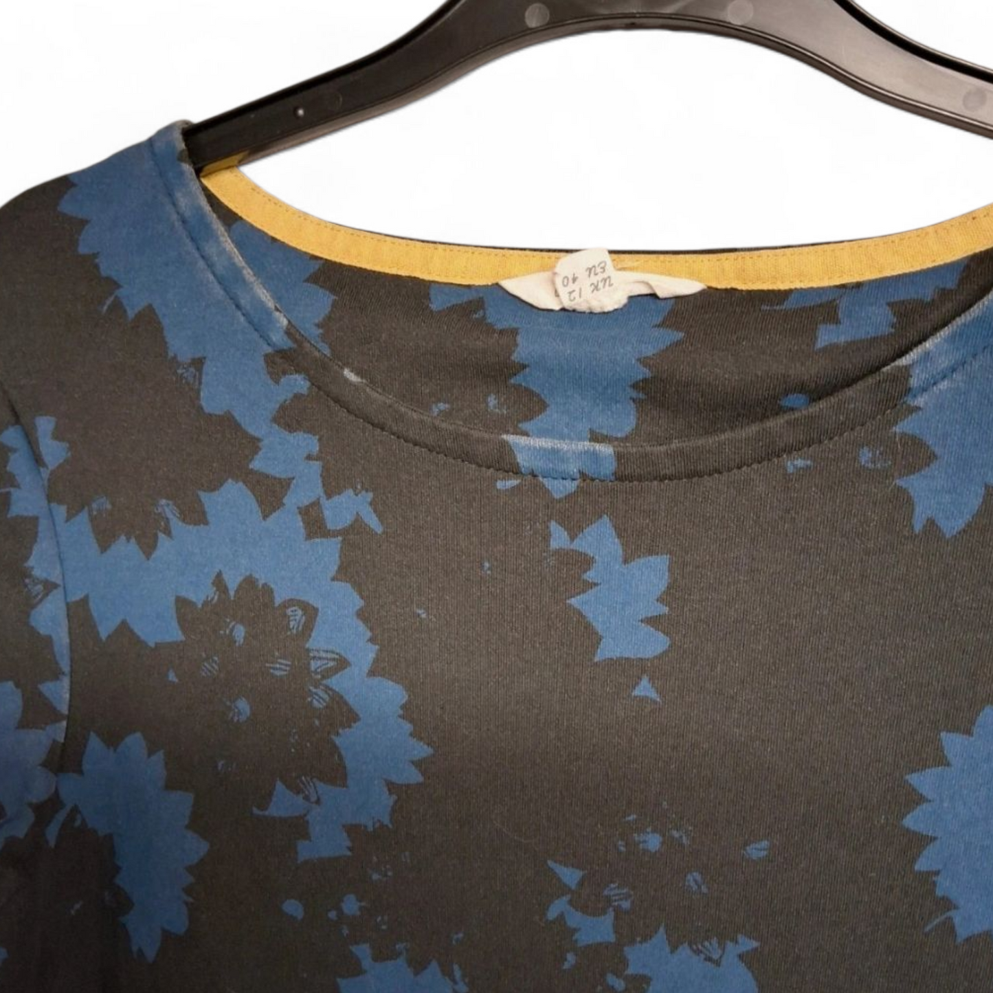 White Stuff Navy Blue Floral Cotton Midi Dress UK size 12 | Pockets | 3/4 Sleeve | Everyday Casual Style