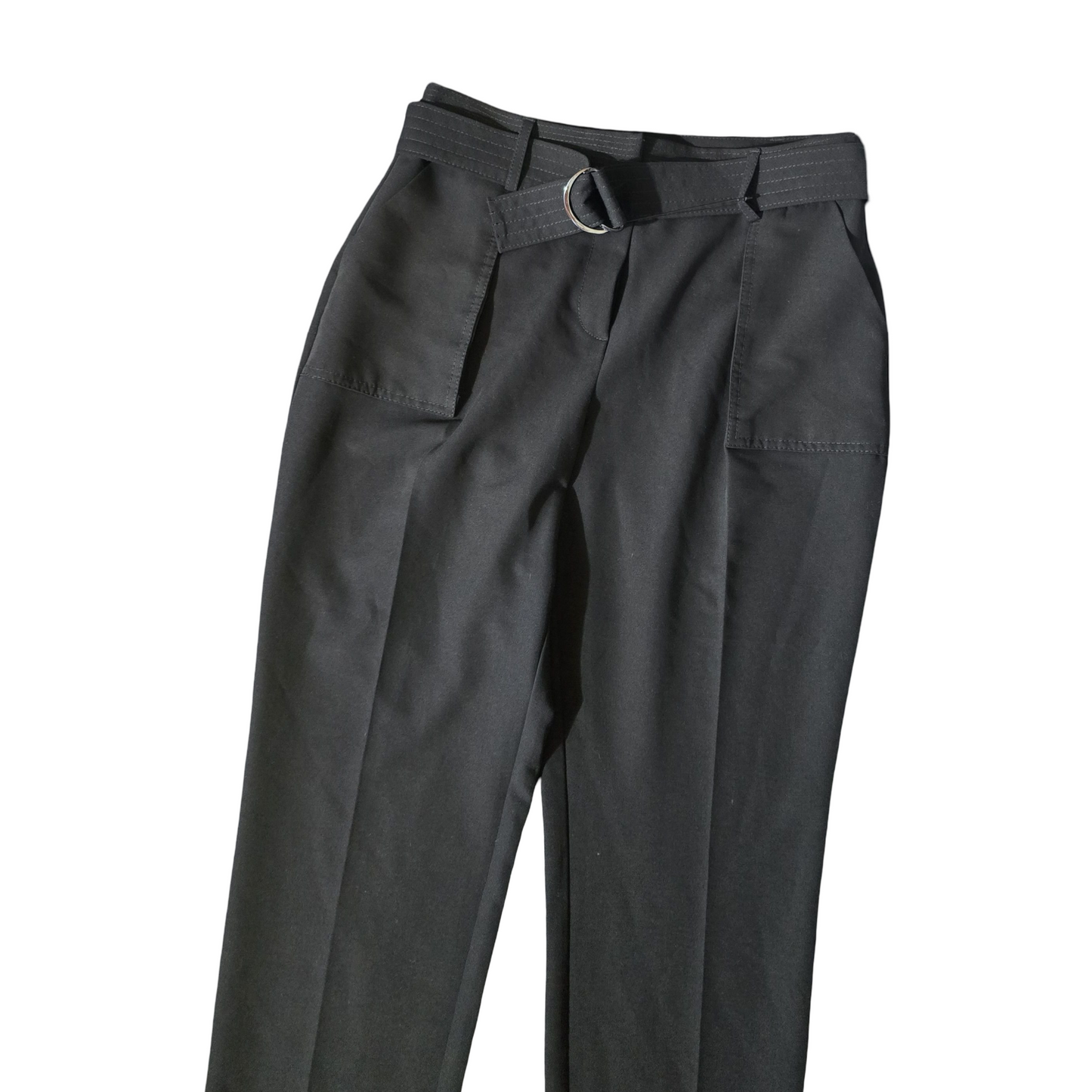 Next Petite Black Slim Leg Trousers with Belt – Size 12