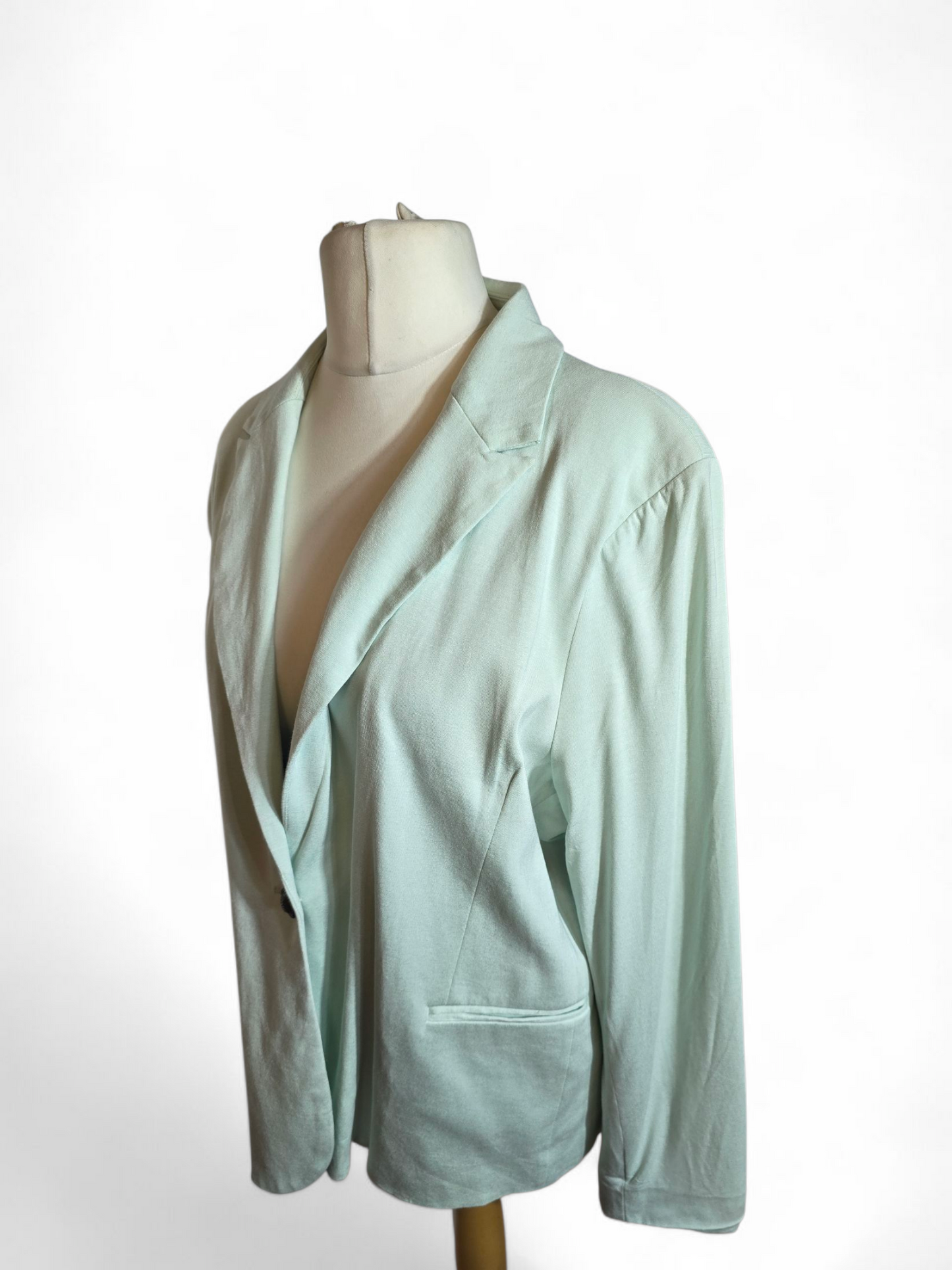 Matalan Mint Green Blazer | Size 20 UK | Brass Button, Pinstripe Lining, Viscose