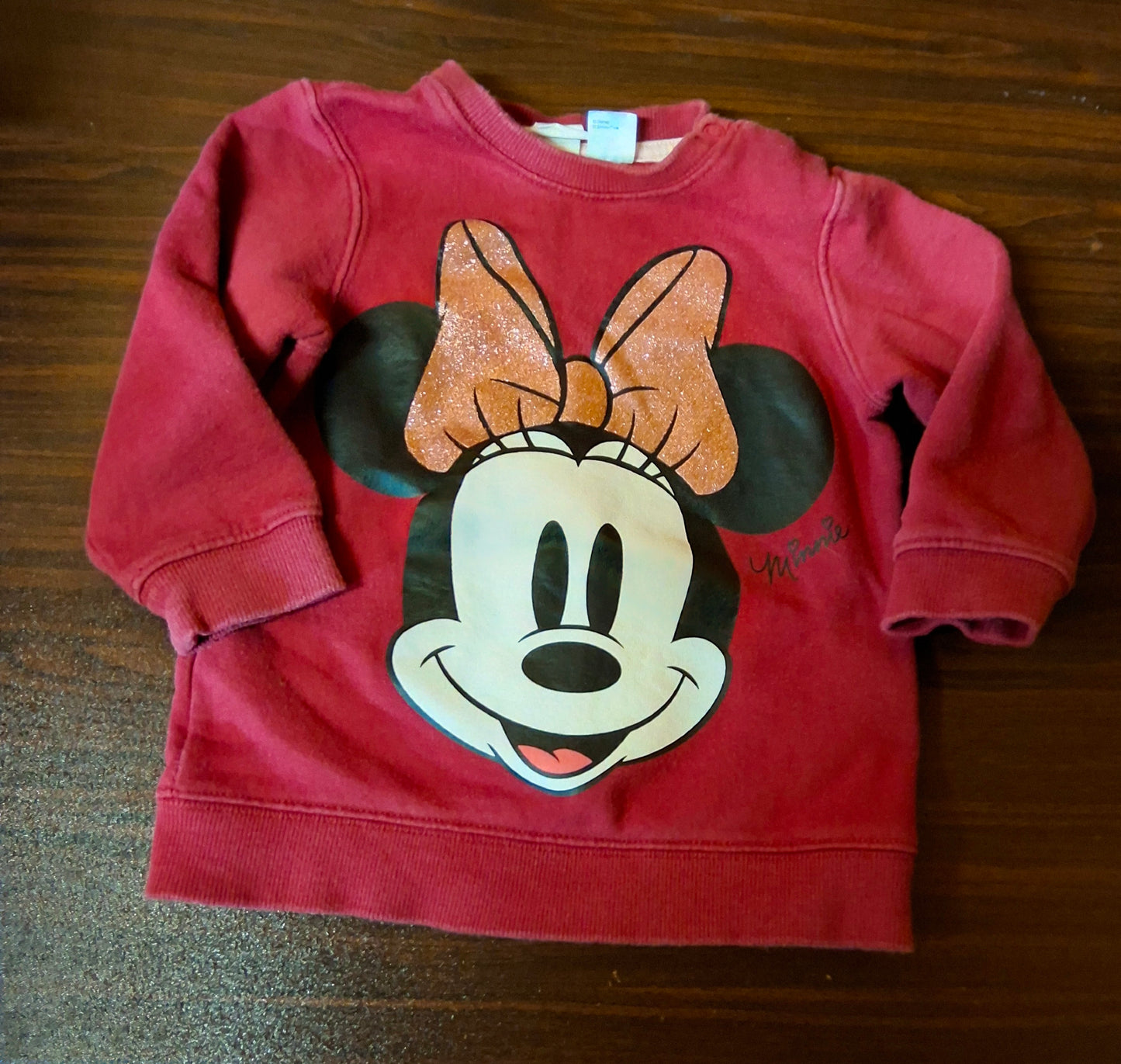 H&M Girls Red Minnie Mouse Jumper – 9-12 Months – Cotton Blend
