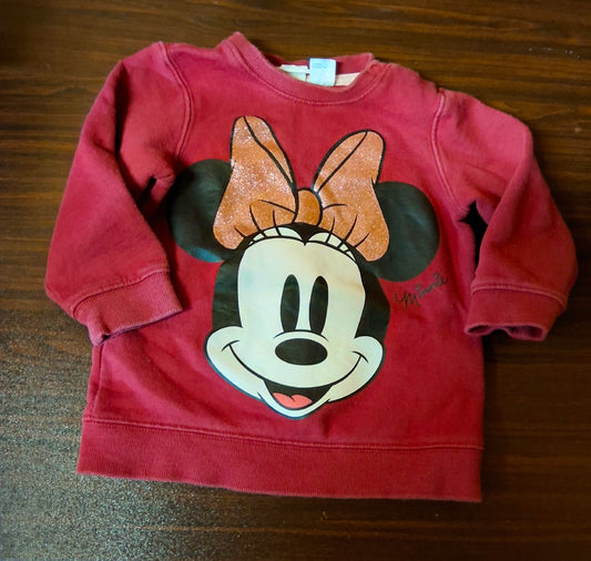 H&M Girls Red Minnie Mouse Jumper – 9-12 Months – Cotton Blend