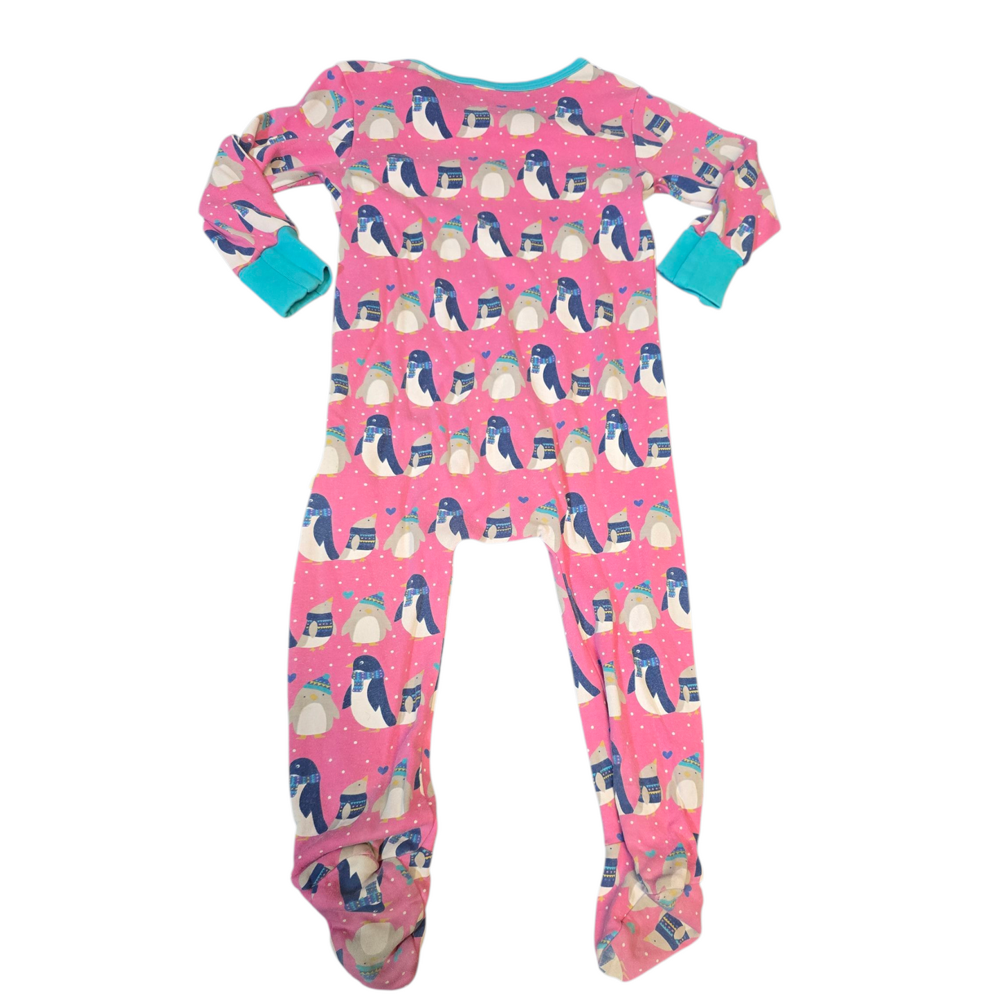 Frugi Pink Penguin Zip-Up Sleepsuit – 12–18 Months