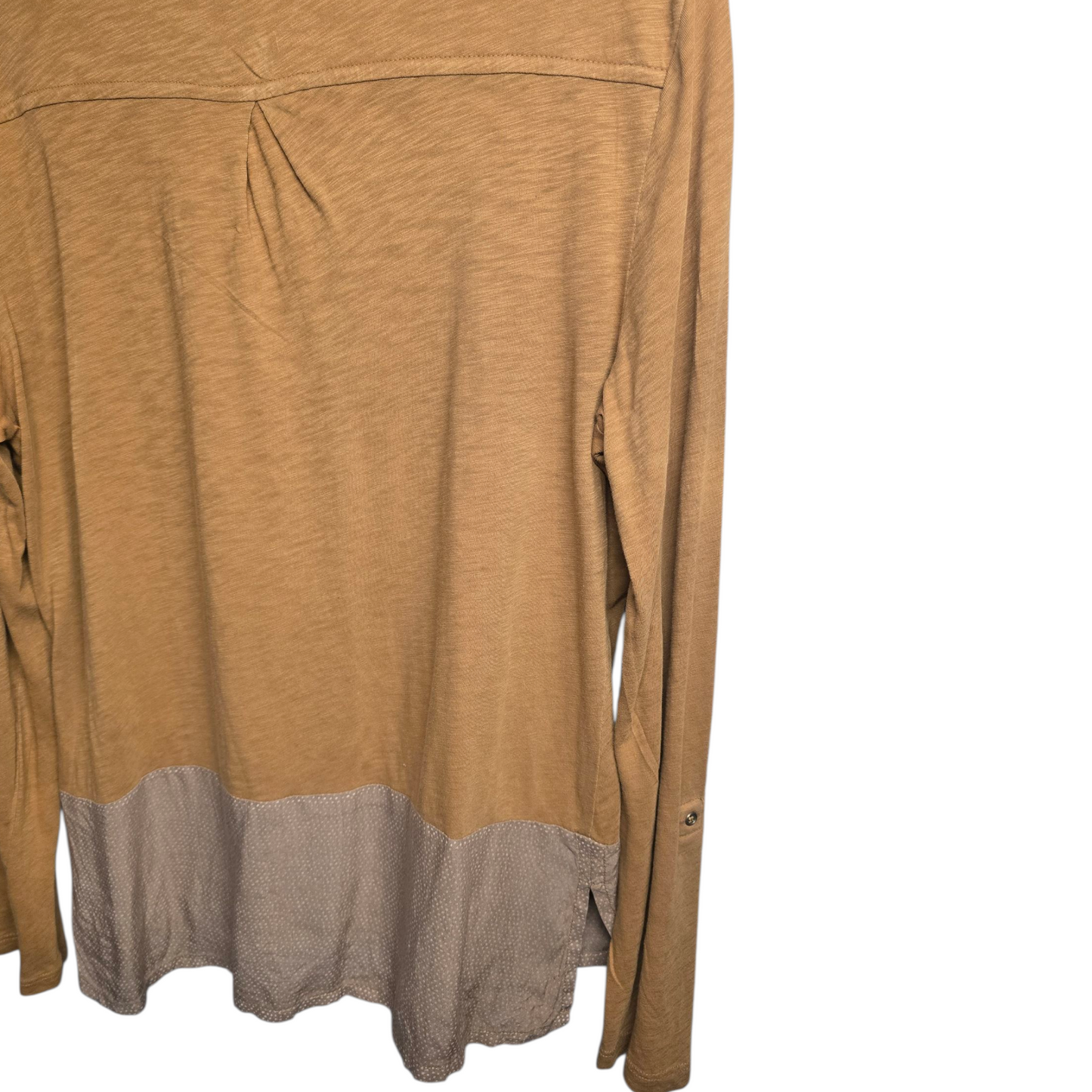 White Stuff Mustard & Beige Relaxed Fit Blouse – Size 12 – 100% Cotton