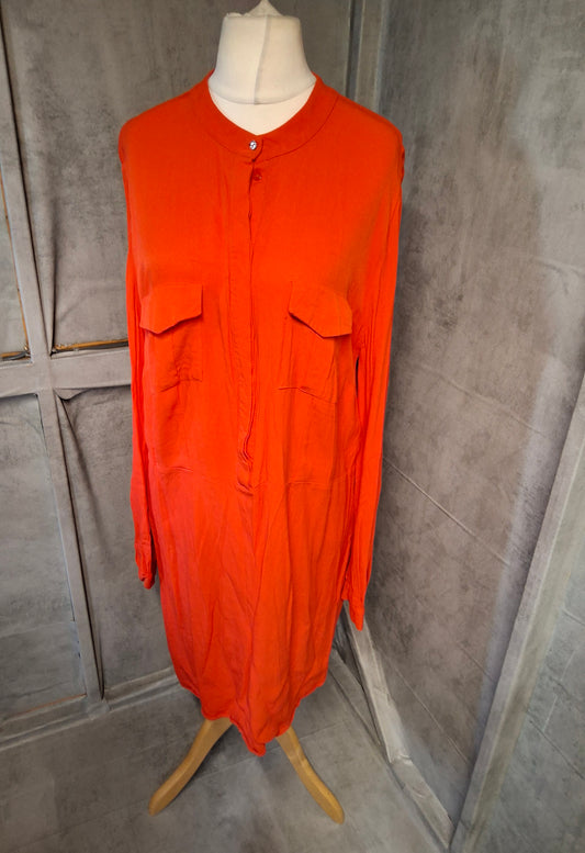 F&F Red Viscose Midi Shirtdress – Size 20 (Fits 18/20)