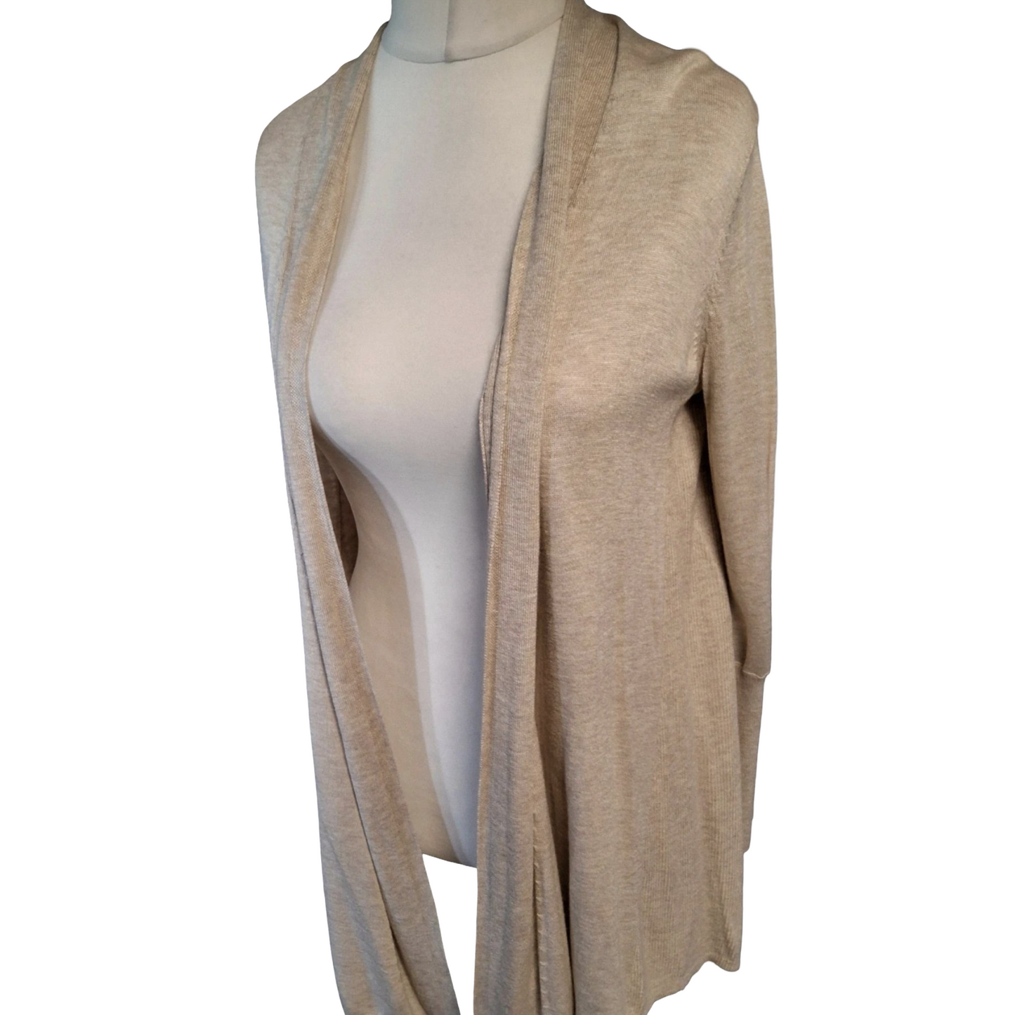 Marks & Spencer Cream Open Front Midi Cardigan – Size M (UK size 10–14) – Layering Essential