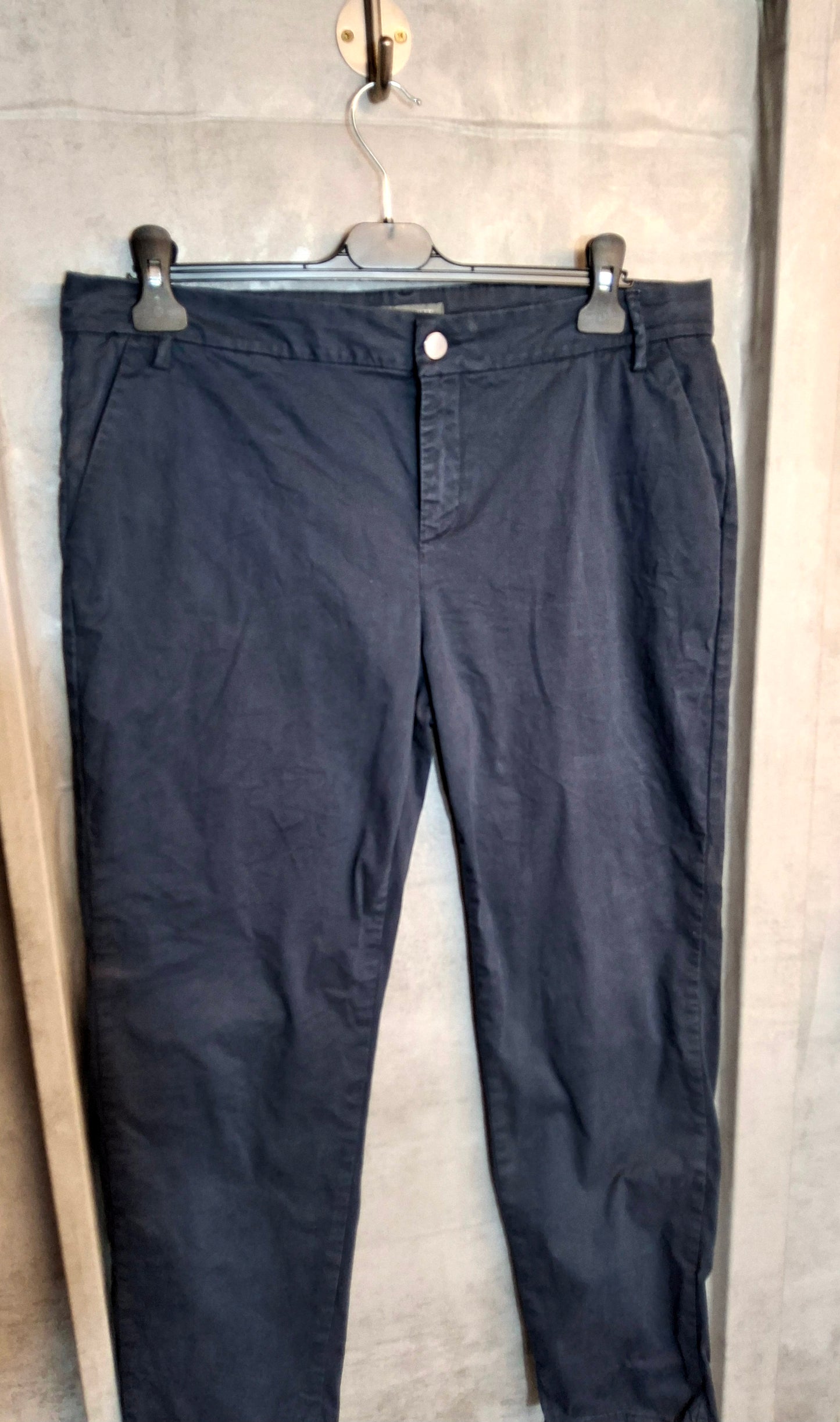 Laura Ashley Women’s Navy Chinos – Size 14 – High Waist Straight Leg – Cotton Pockets