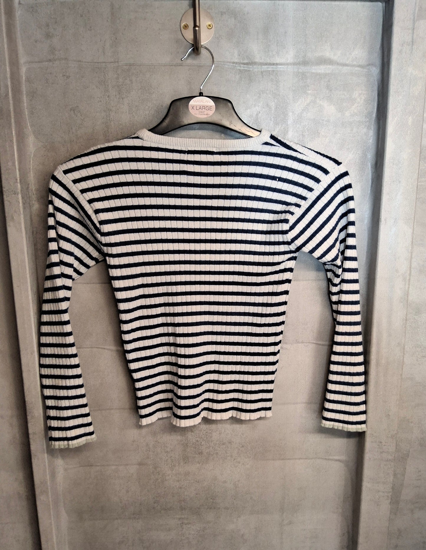 Primark Girls Navy & Off White Knit T-Shirt – Age 10-11 Years