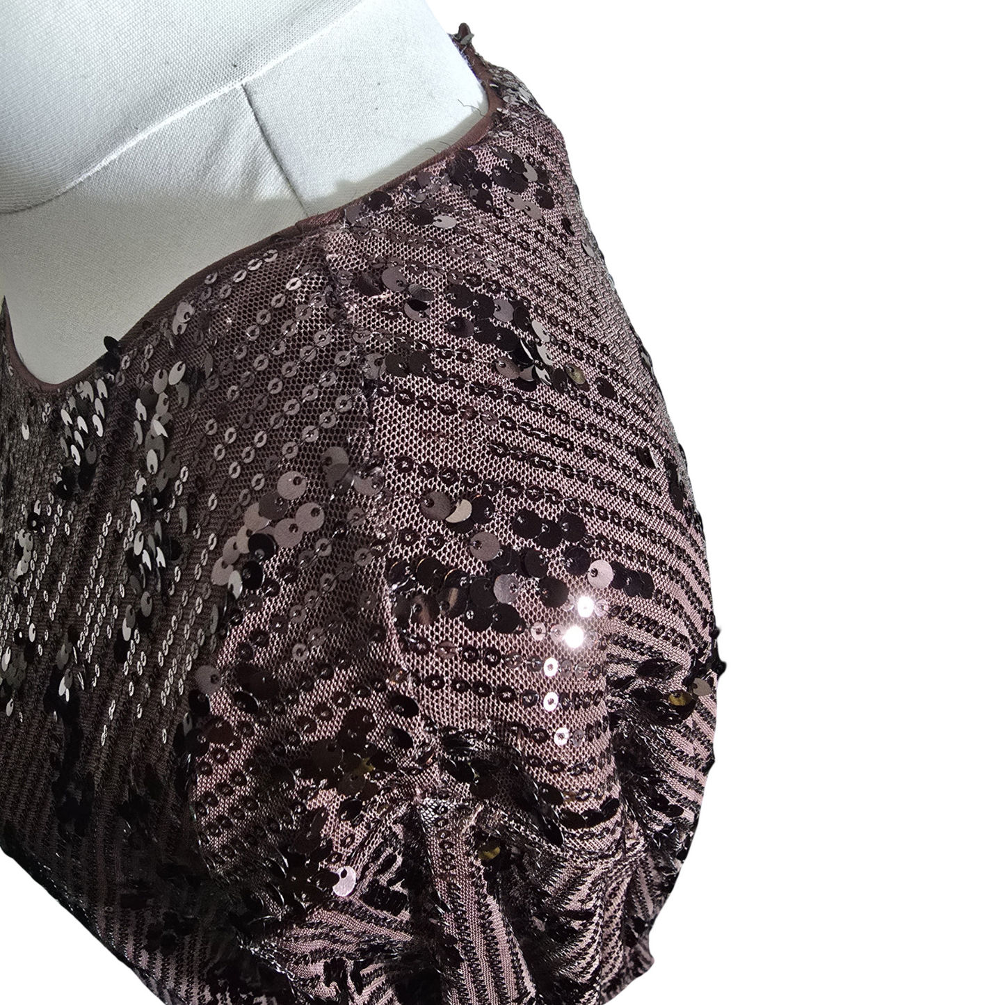 Tu Brown Sequin Long Sleeve Top – Size 26 – Sparkly Party Blouse Polyester