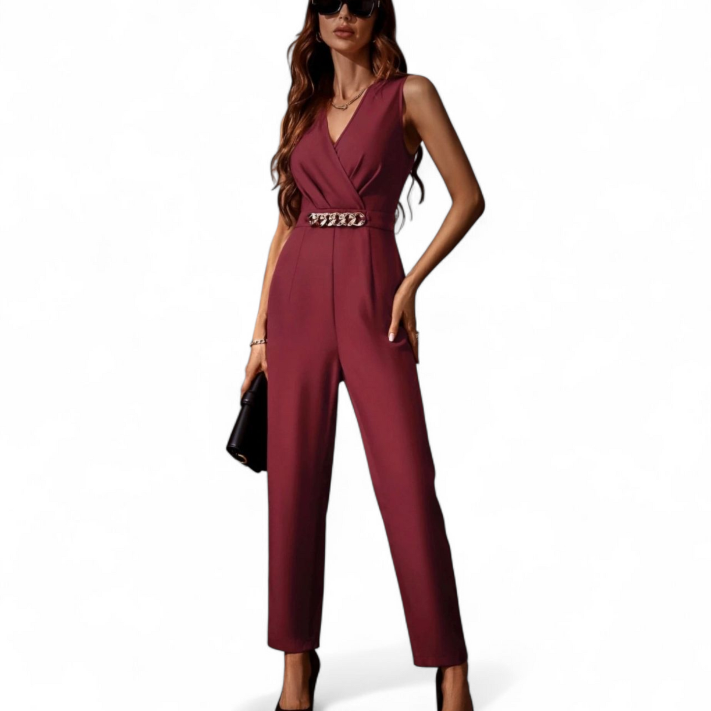 Shein Tall Burgundy Chain Jumpsuit – Size Small (UK size 8/10)