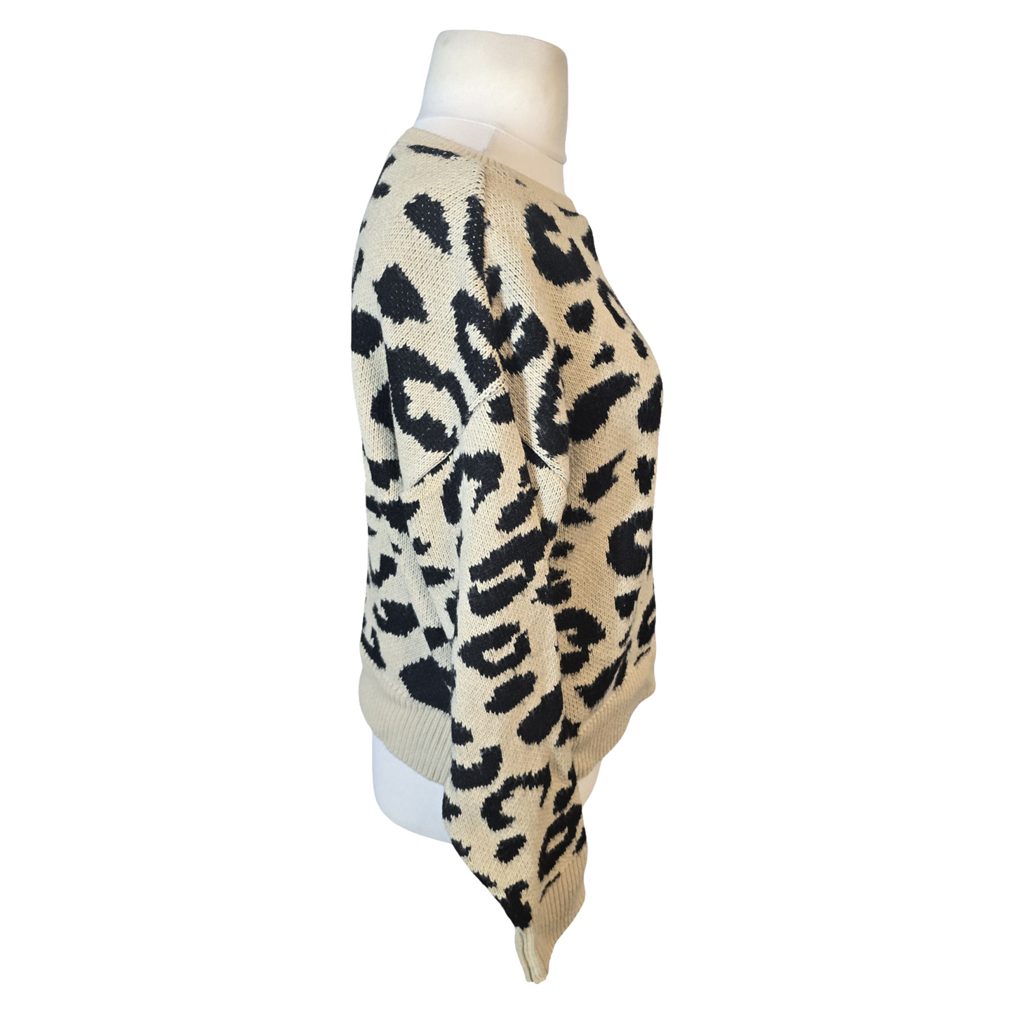 Friends Like These Beige & Black Animal Print Jumper – Oversized Fit – Size 12