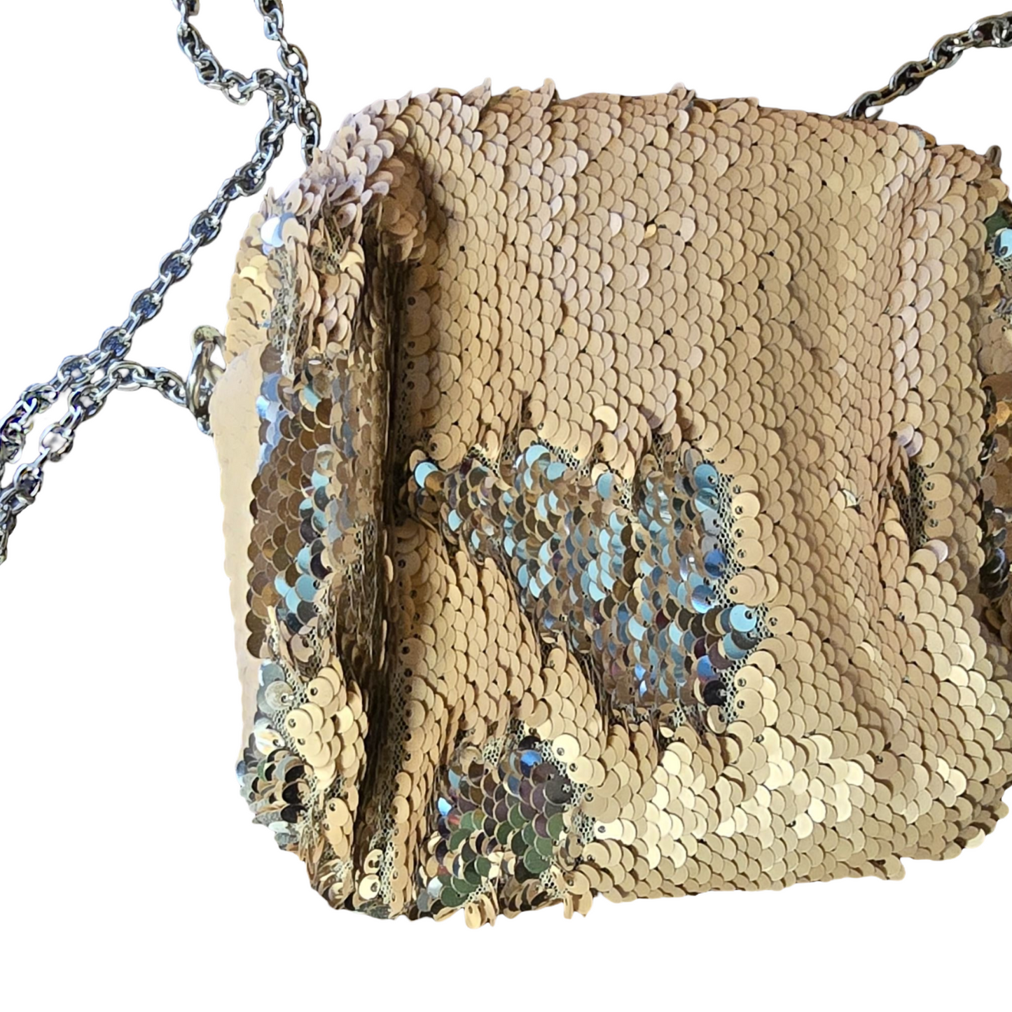 Primark Girls Rose Gold Sequin Bag – Detachable Chain Strap