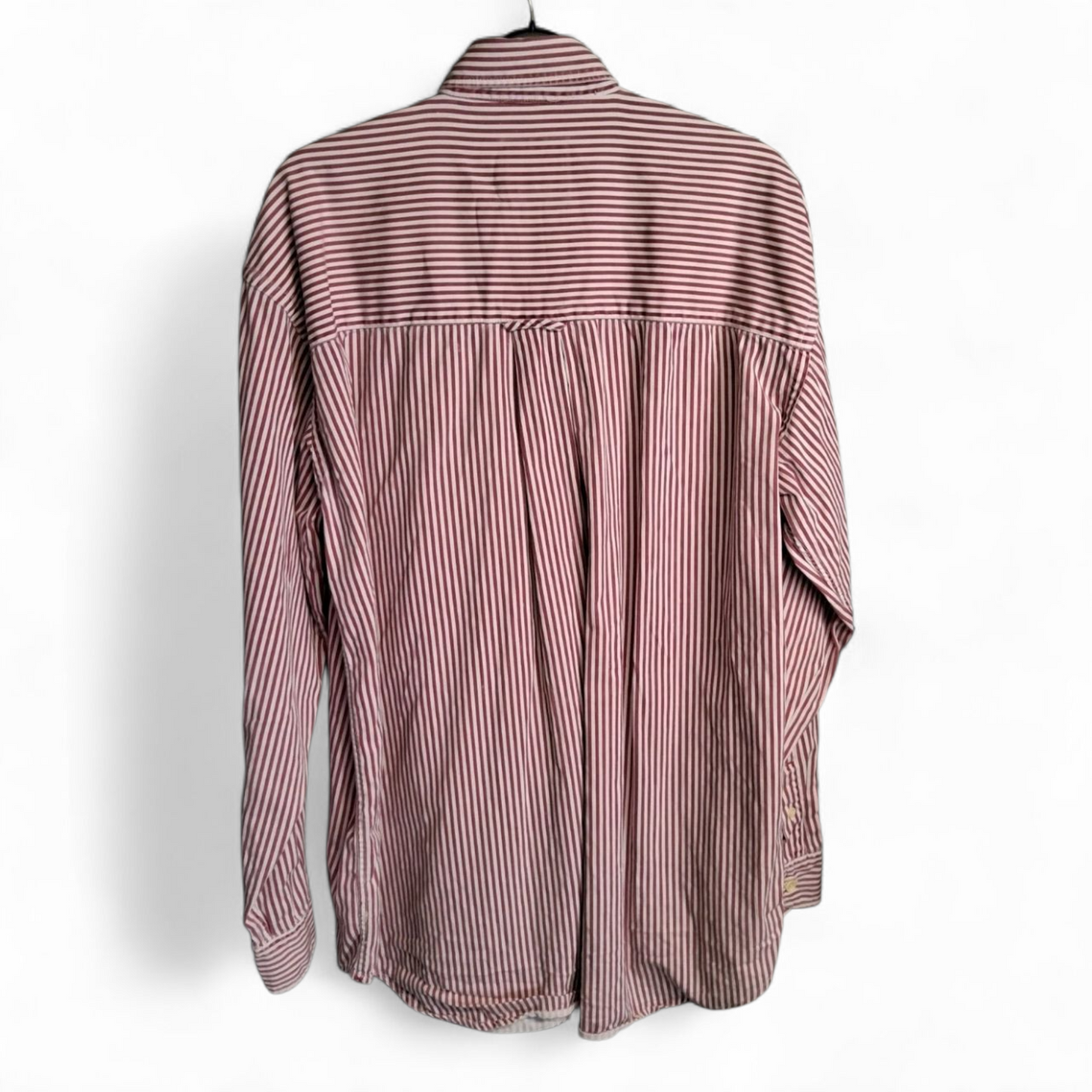 Cutter & Buck Vintage Red/White Striped Shirt – Long Sleeve, Size M, Button Down, Made in HK