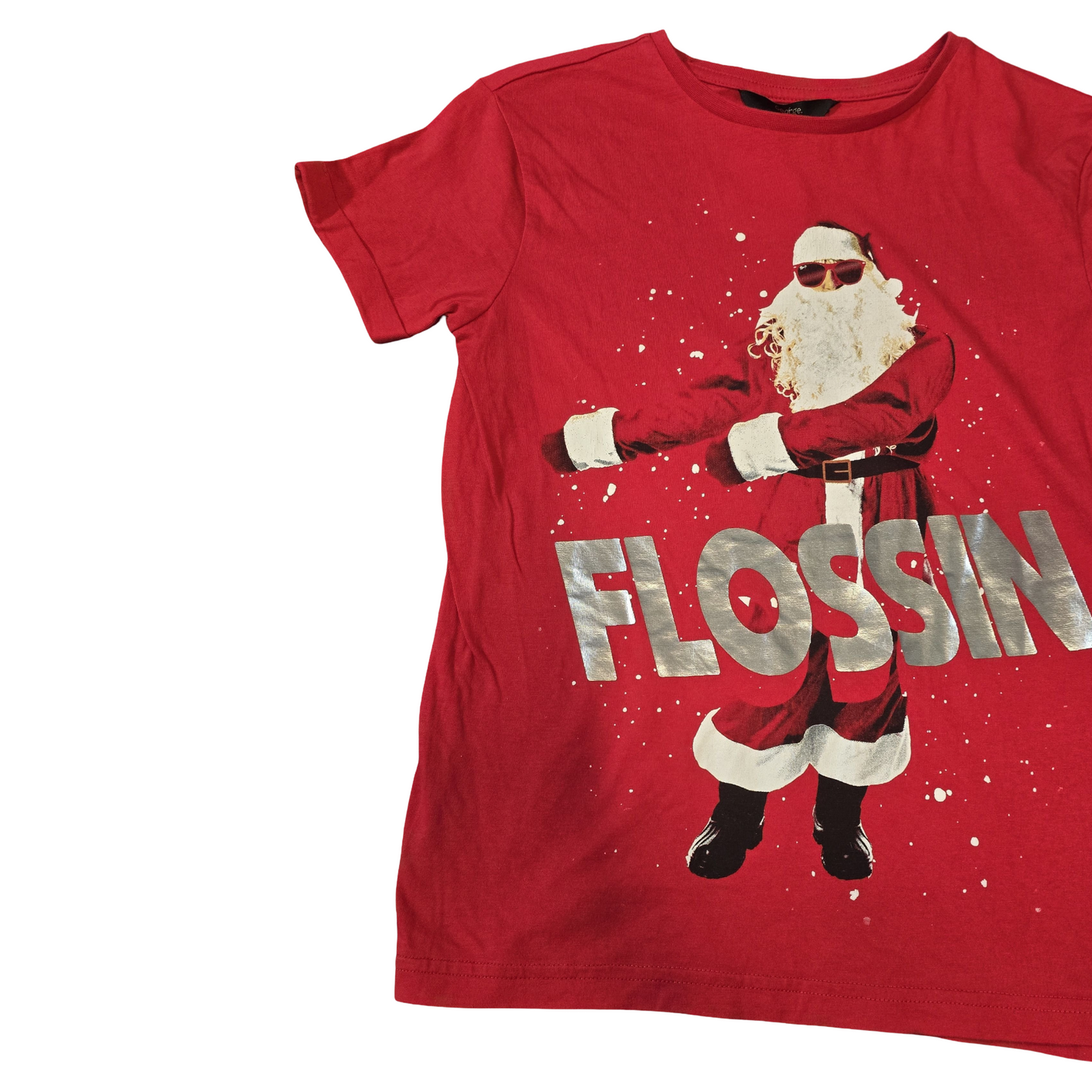 George Red Boys Xmas T-Shirt – Age 9–10 – “Flossin’ Santa” Graphic