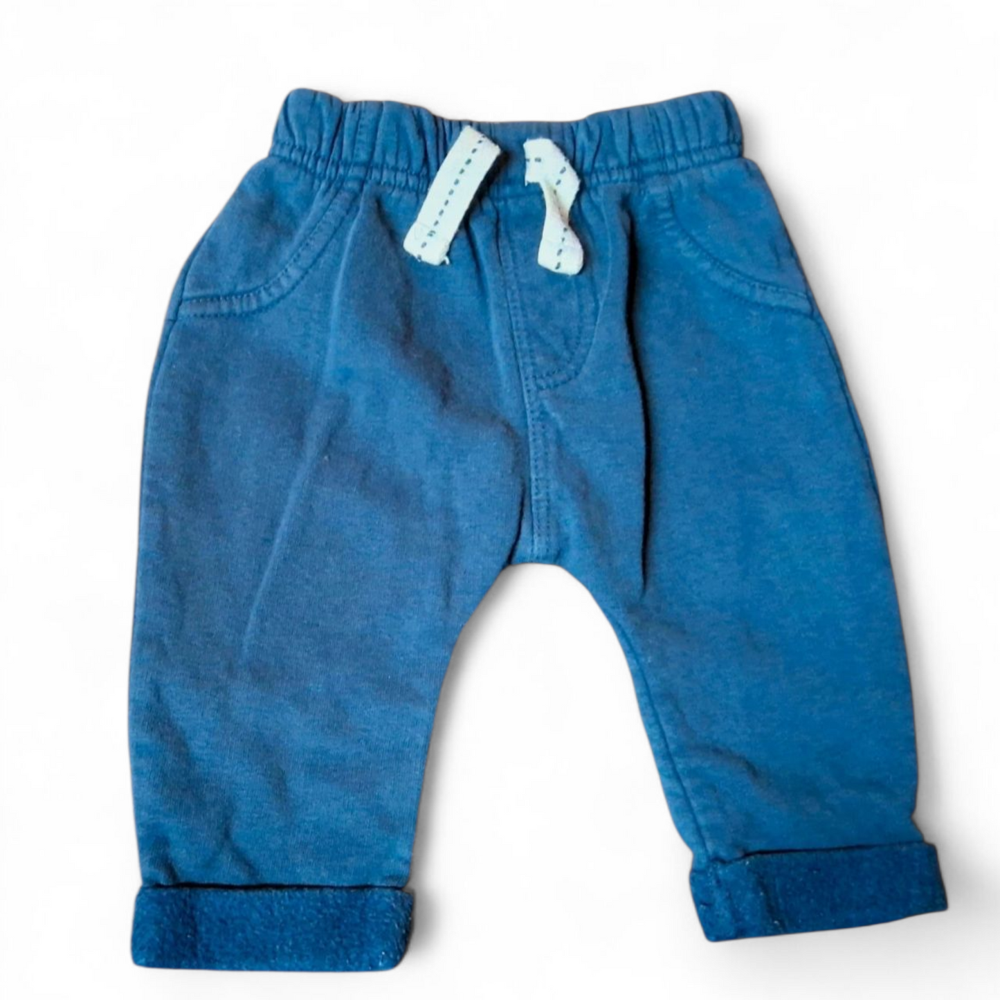 Nutmeg Blue Boys Joggers – Size 3–6 Months – Cotton & Polyester