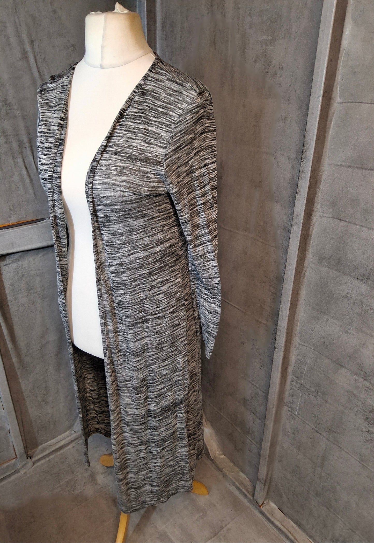 Tu Grey Marl Midi Cardigan – Open Front, Long Sleeve, Size 10