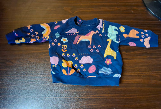 Next Girls Navy Animal Print Jumper – 3–6 Months – 100% Cotton
