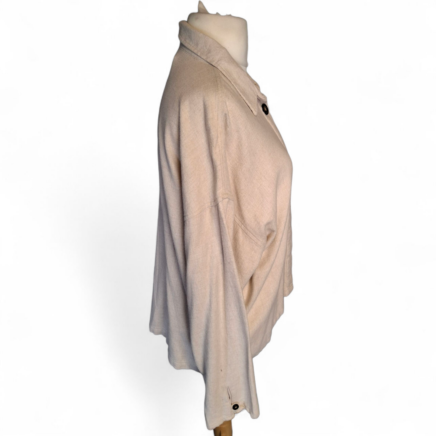 Jachs Girlfriend Cream Brushed Cotton Oversized Shirt – Size 10/12 – Relaxed Fit