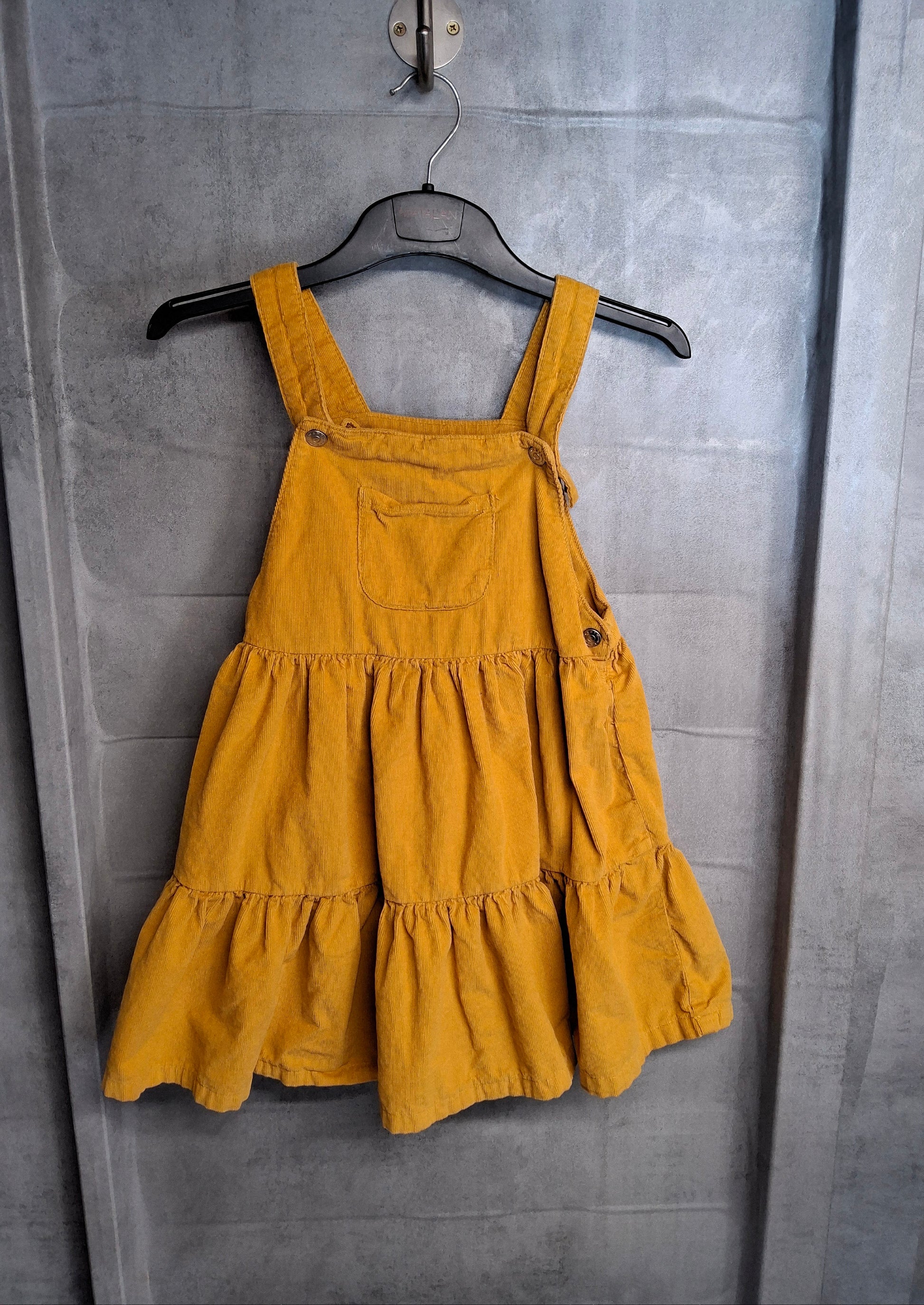 F&F Mustard Yellow Cord Pinafore Dress – Girls 6-7 Years – 100% Cotton
