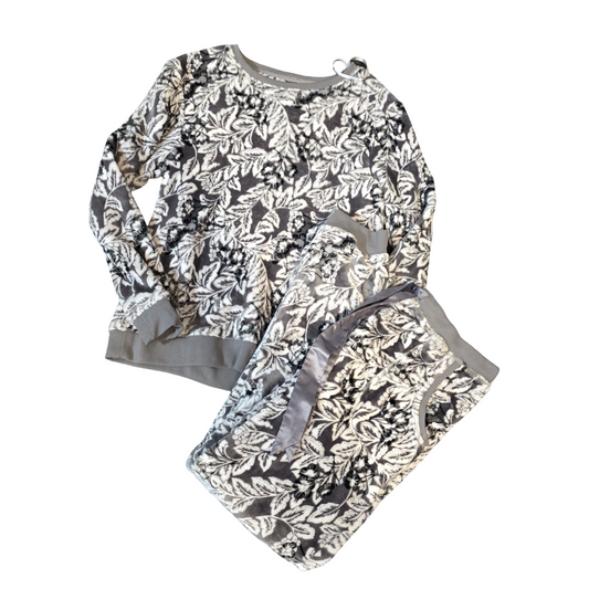 Tu Grey & White Fleece PJ Set – Size M (Fits size 12/14)