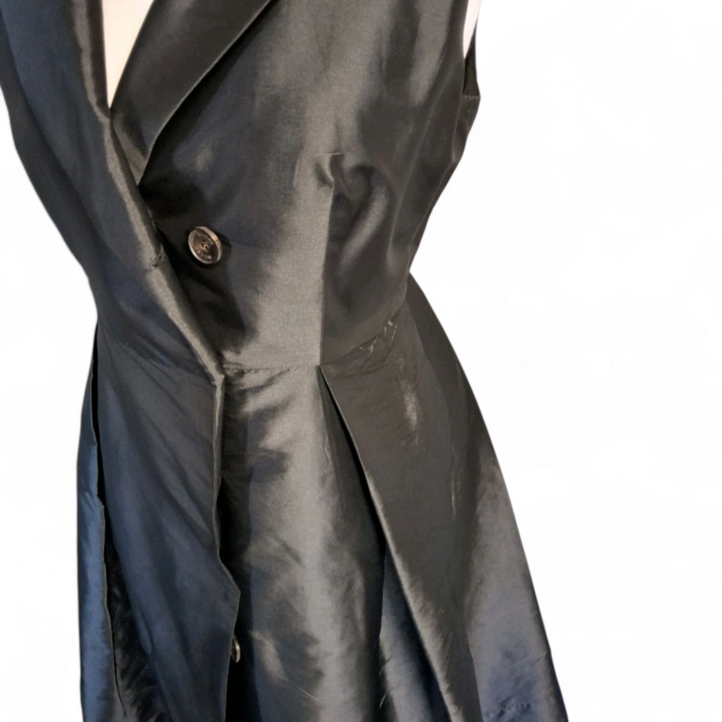 Karen Millen Black Satin Wrap Midi Dress – Size 10 – Sleek & Sophisticated