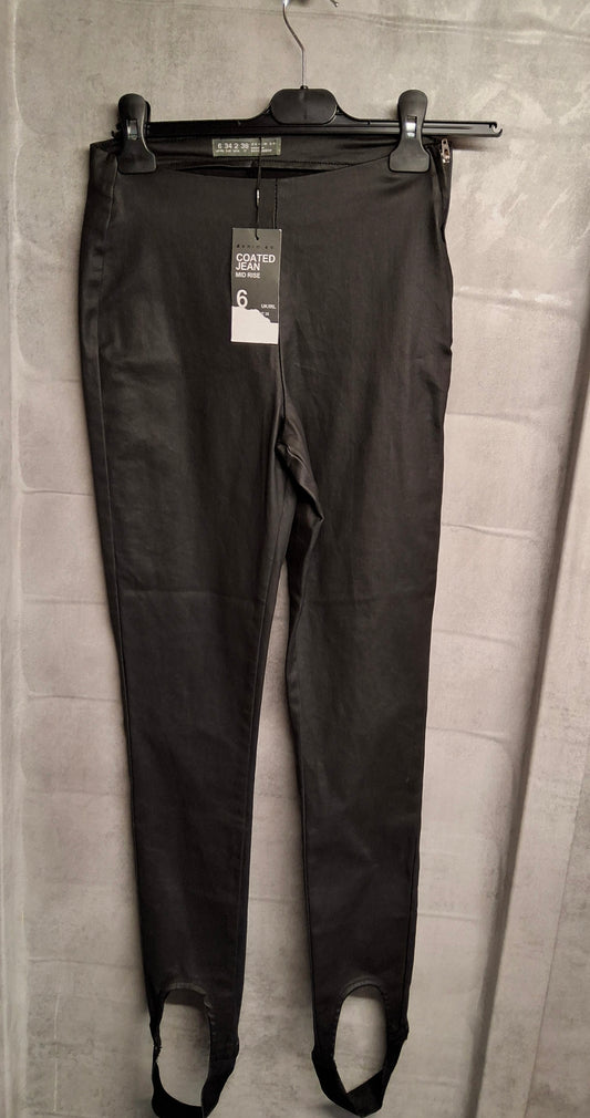 Primark Black Faux Leather Coated Leggings – Size 6 – NWT
