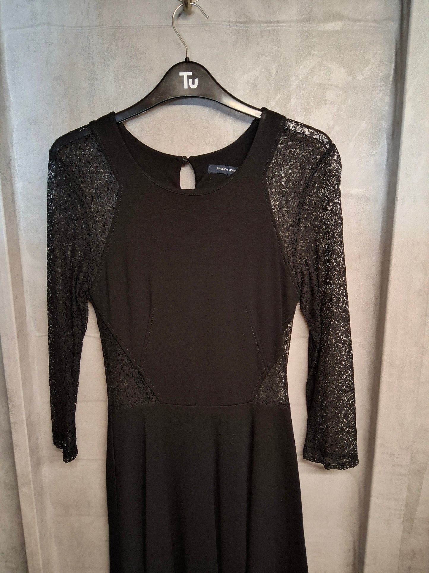 French Connection Black Lace Flared Dress – Size 10