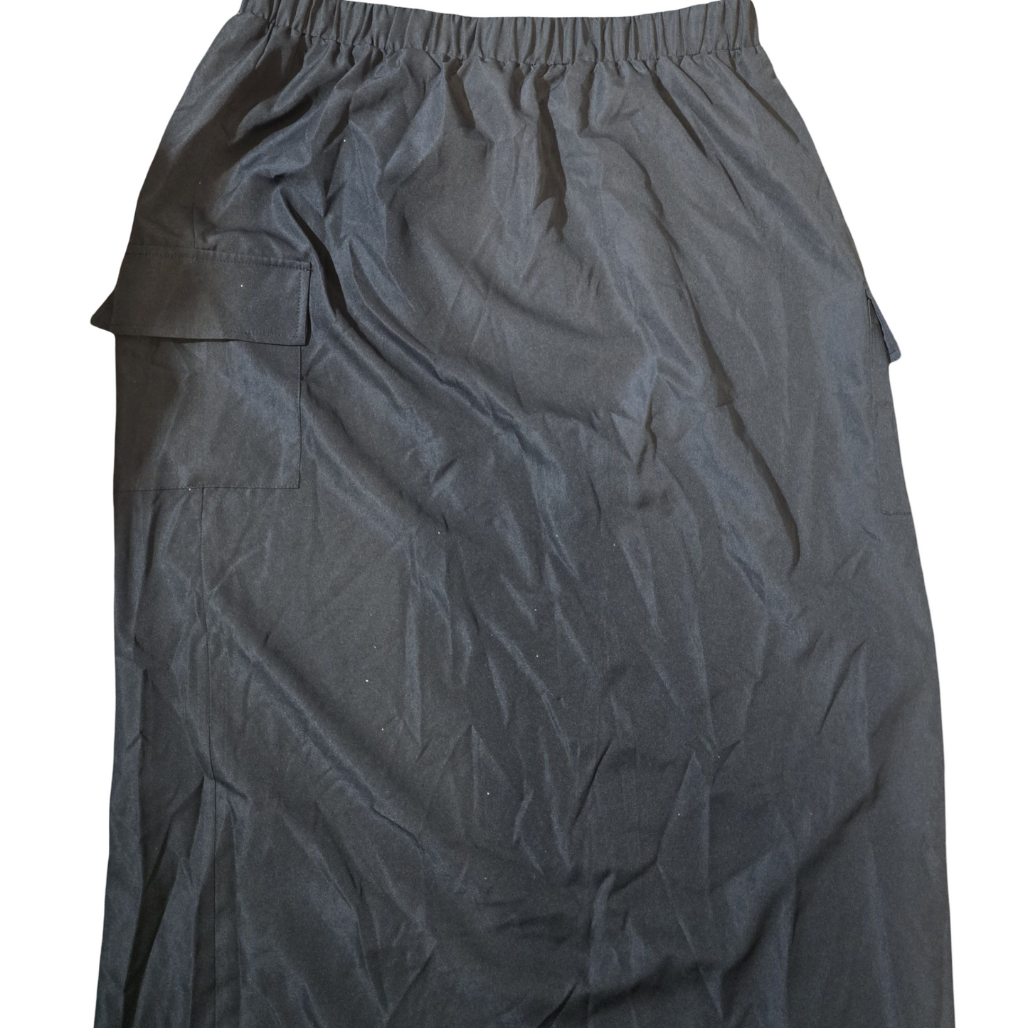 Shein Curve Black Cargo Maxi Skirt – Size 18/20 – Elastic Waist & Back Slit
