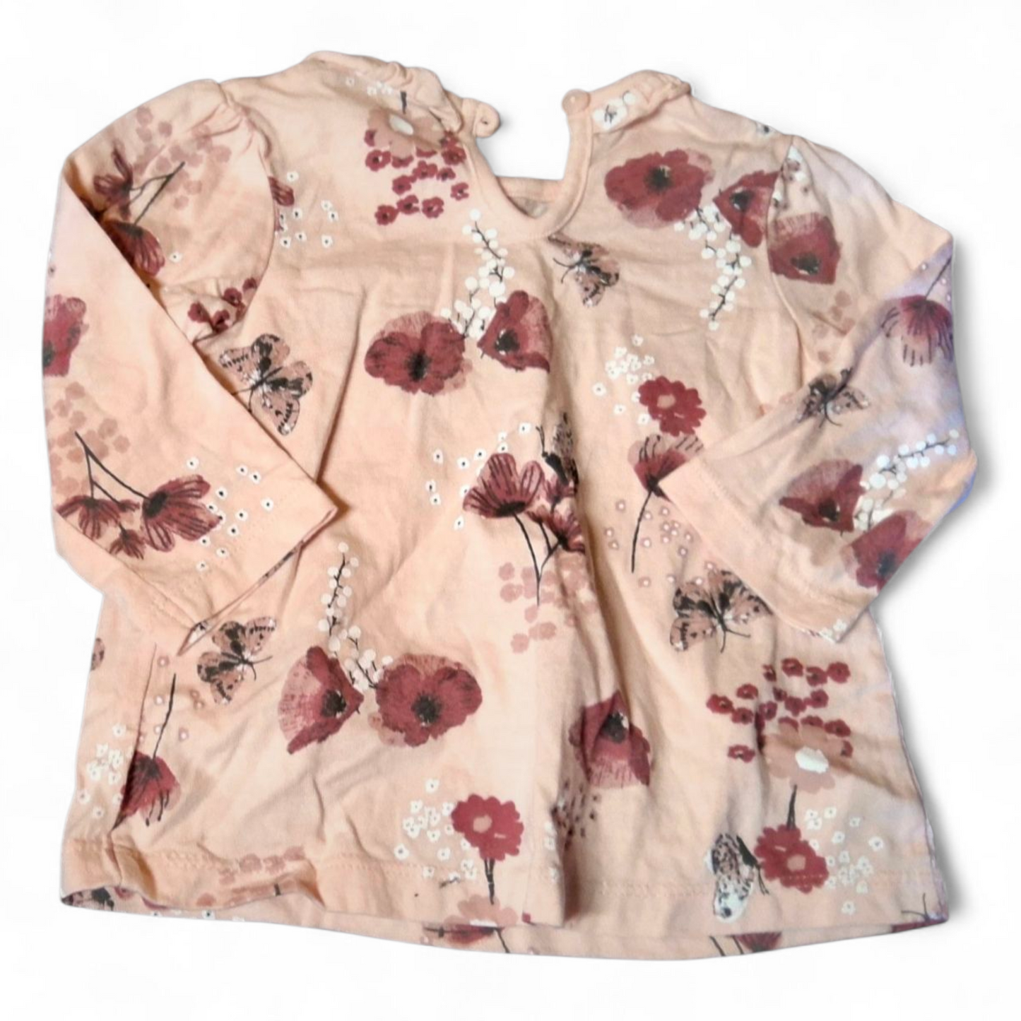 George Pink Floral Long Sleeve T-Shirt – Girls 3–6 Months – 100% Cotton