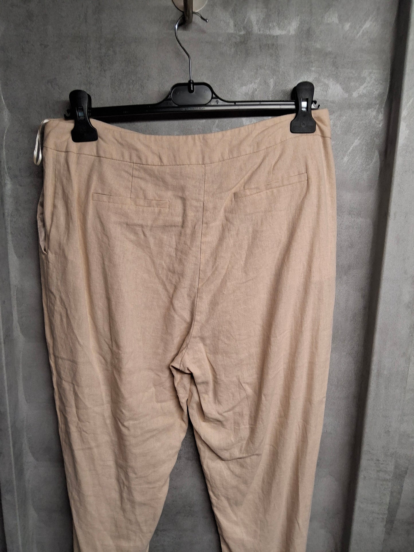 Very Cream Linen Blend High-Waist Slim Trousers – Size 12 – Light & Luxe