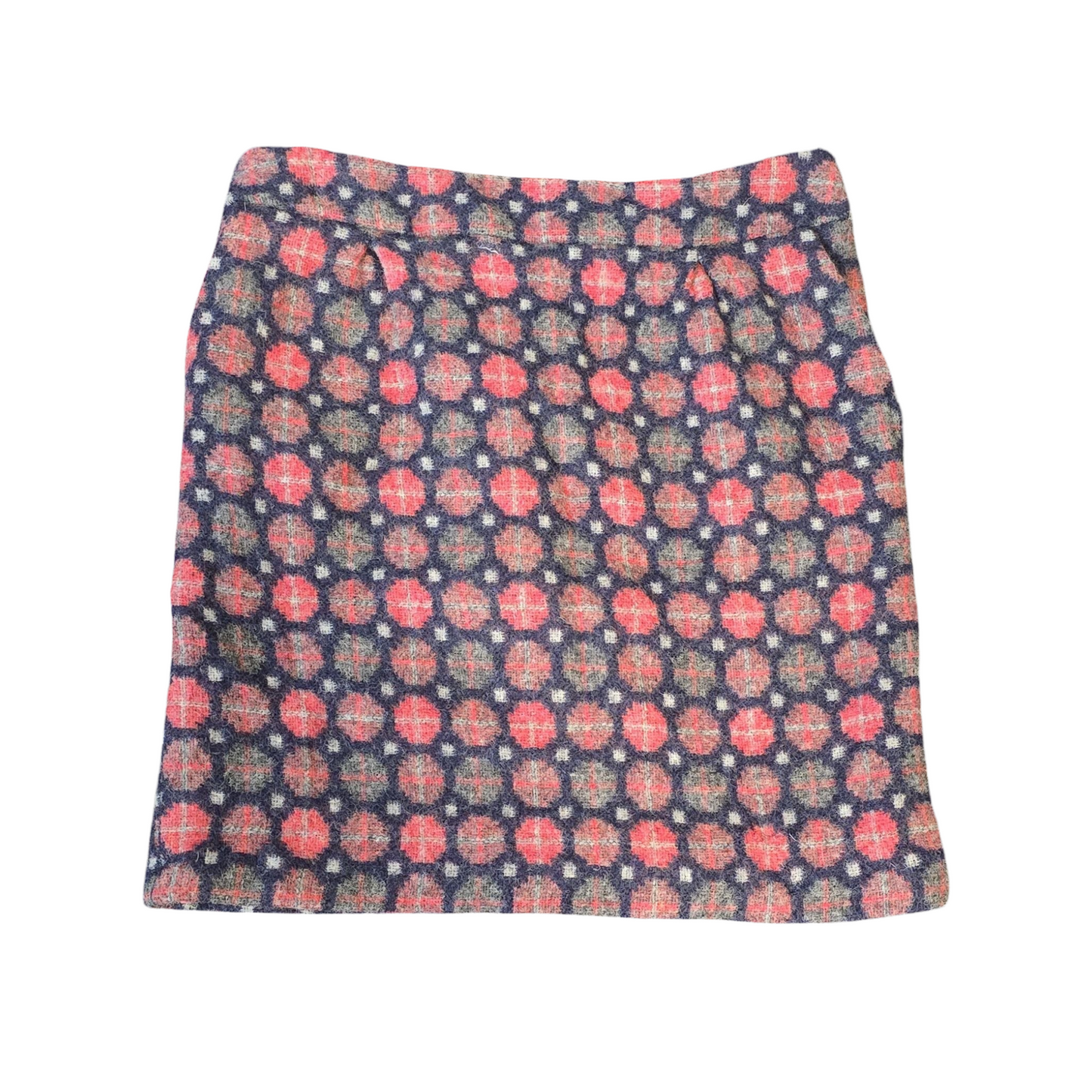 Boden Navy & Pink Wool Mini Skirt – UK 12 – Lined With Pockets