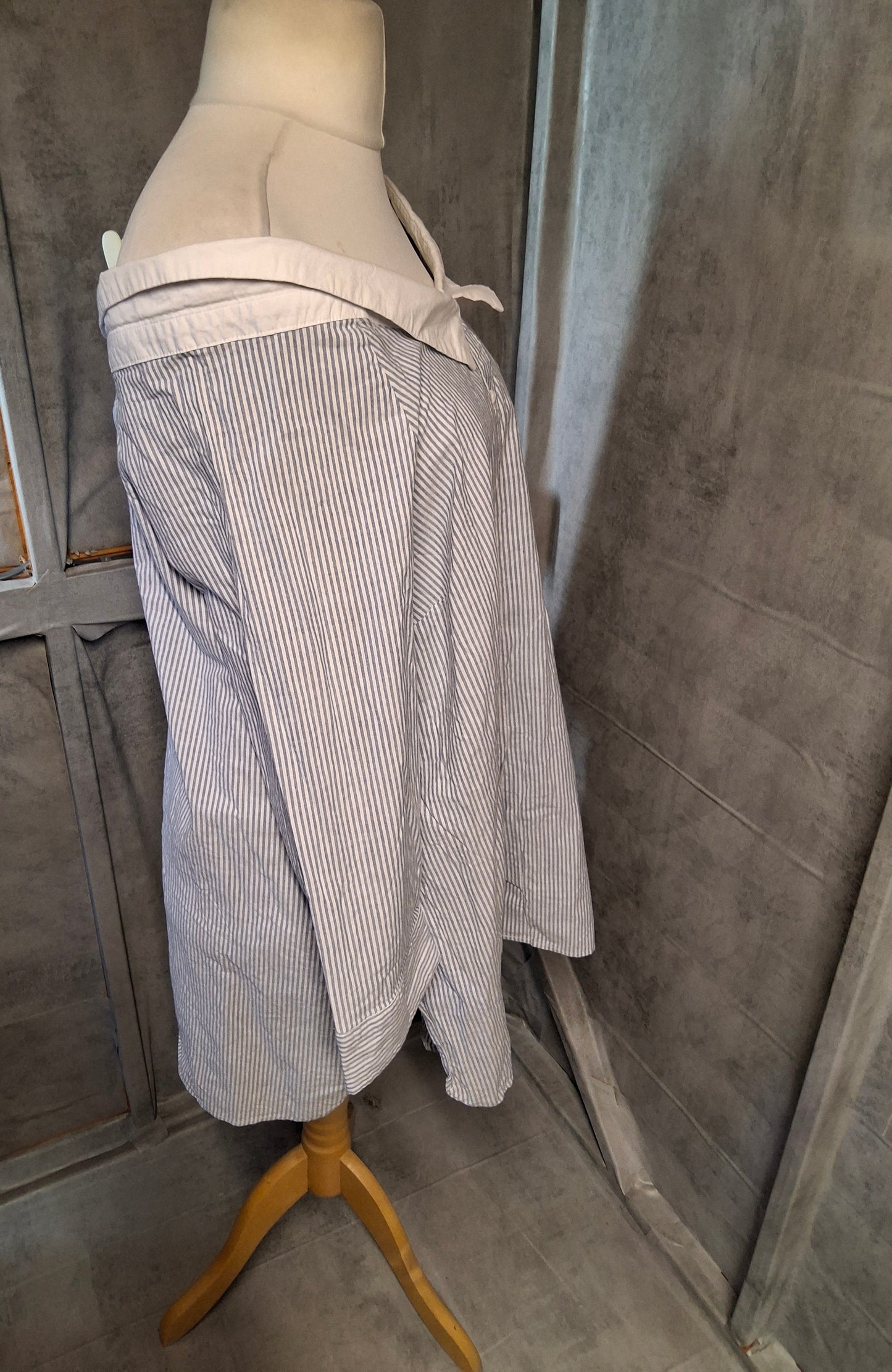 Simply Be Blue & White Striped Off-Shoulder Shirt – Size 20 – 100% Cotton