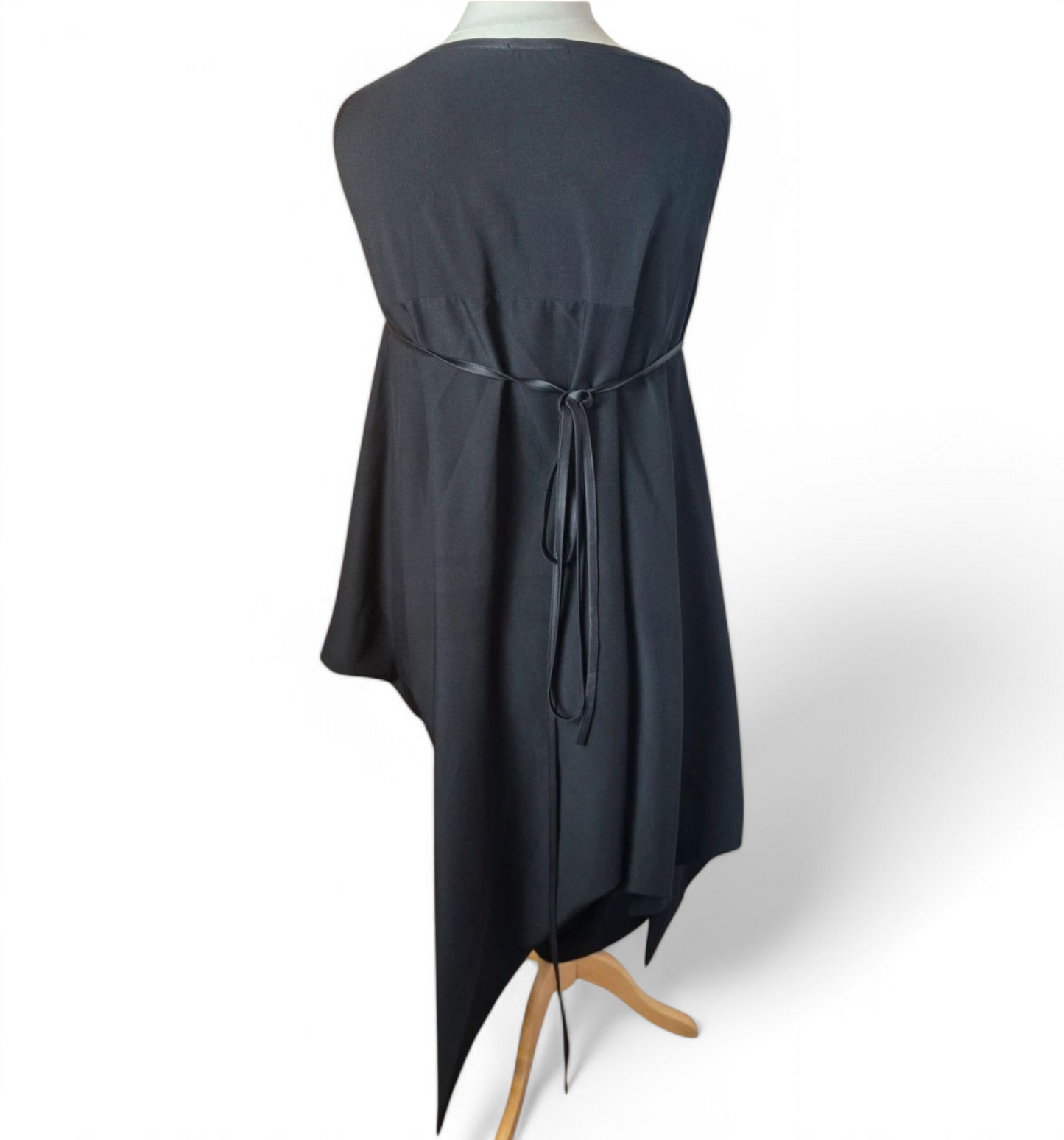Manuela black sleeveless layered asymmetrical midi dress one size