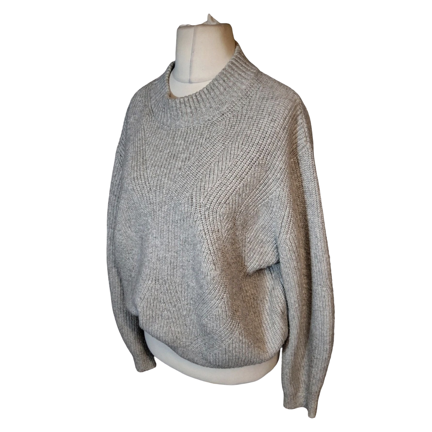 M&S Grey Knit Relaxed Jumper – Size L (size 16/18) – Cosy Winter Layer