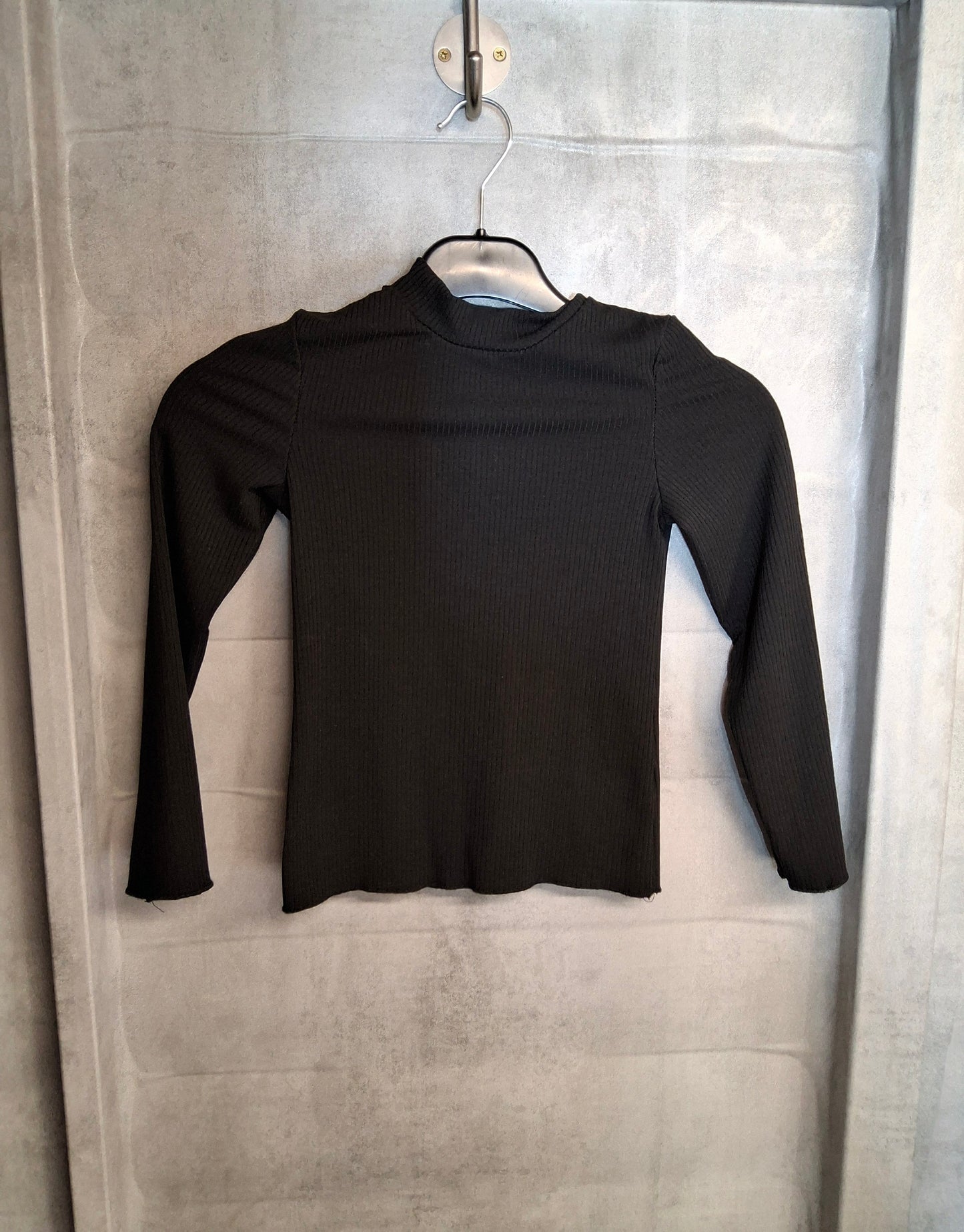 Tu Girls Black Ribbed Long Sleeve T-Shirt – Age 7 Years