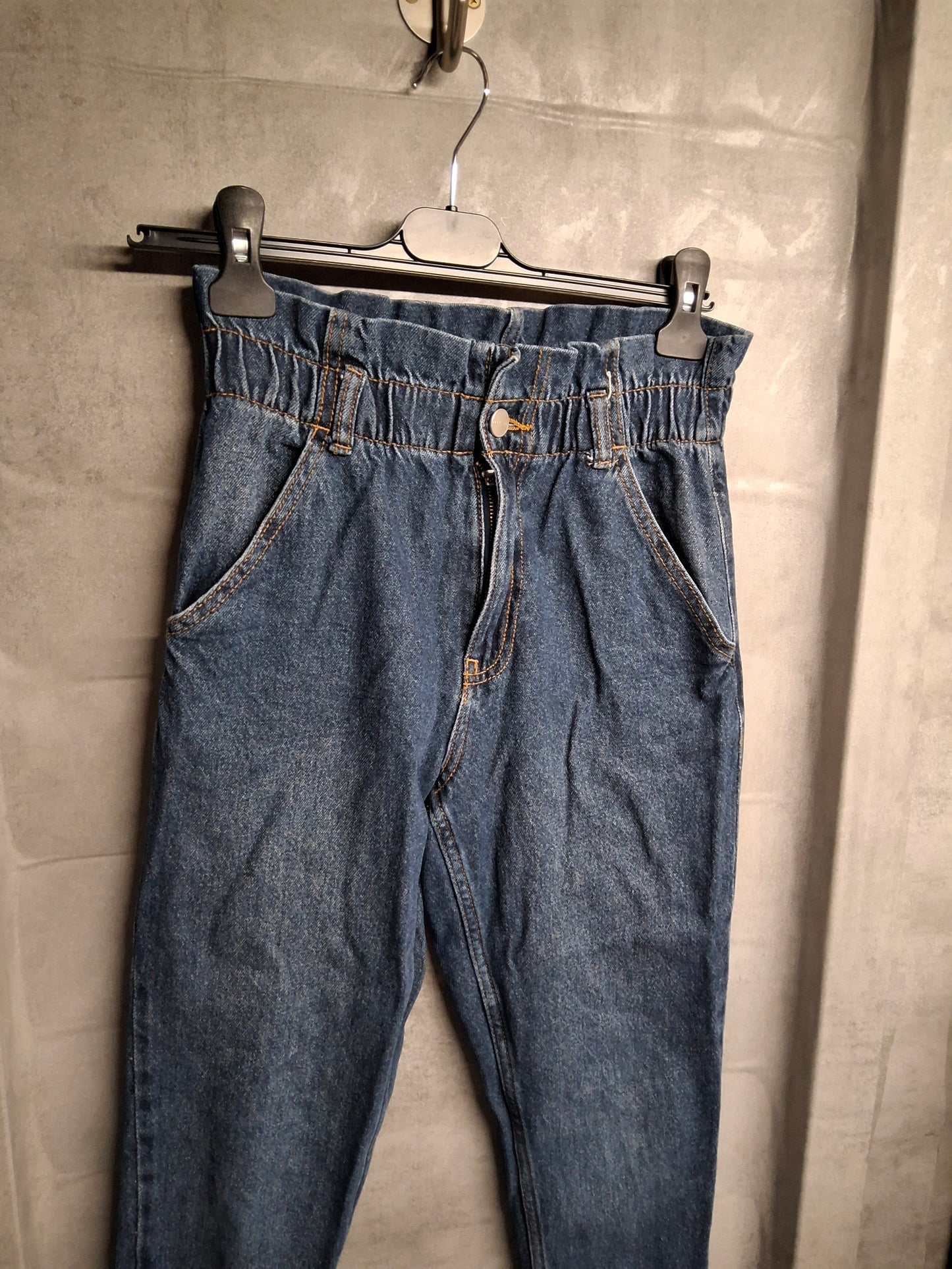 Primark Girls’ Slouchy Denim Jeans – Slim Leg, Frill High Waist – Age 11–12 Years