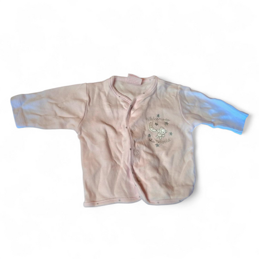 Just Too Cute Pink Cardigan – Girls 3–6 Months – 100% Cotton