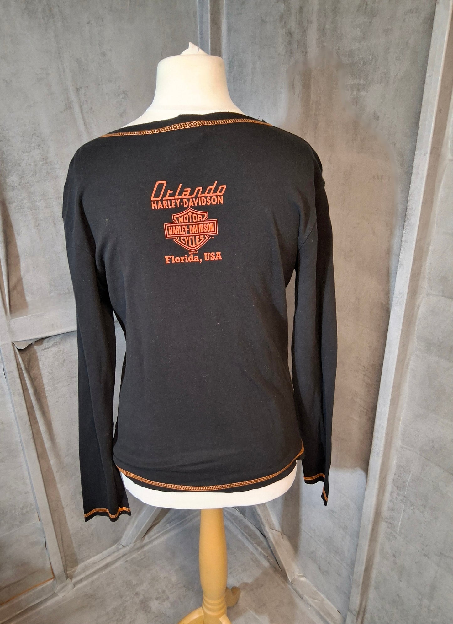 Harley-Davidson Black Long Sleeve T-Shirt – Orlando Florida USA – XL (UK size 12/14)
