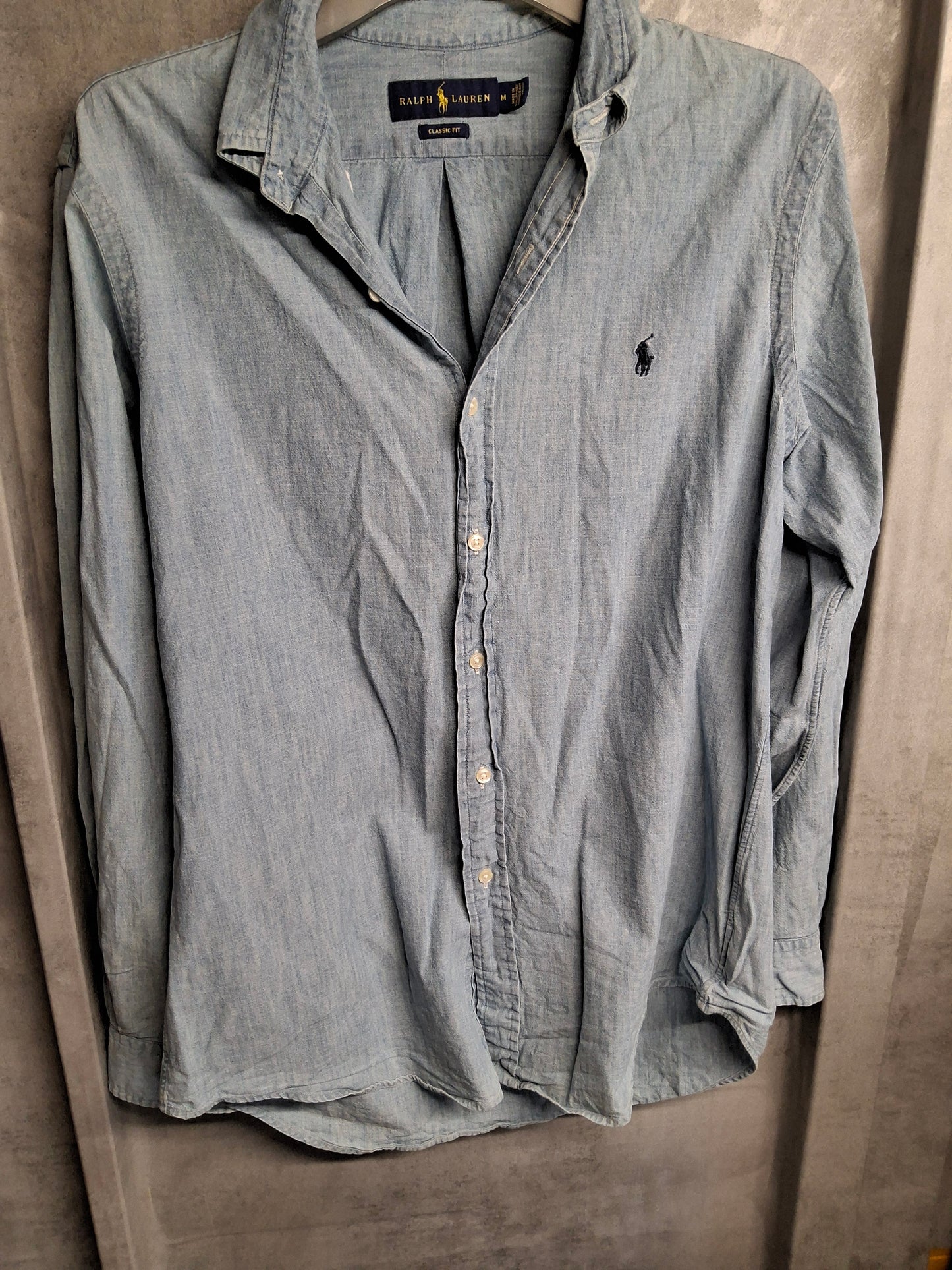 Ralph Lauren Men’s Denim Blue Shirt – Long Sleeve – Classic Fit – 100% Cotton – Size M