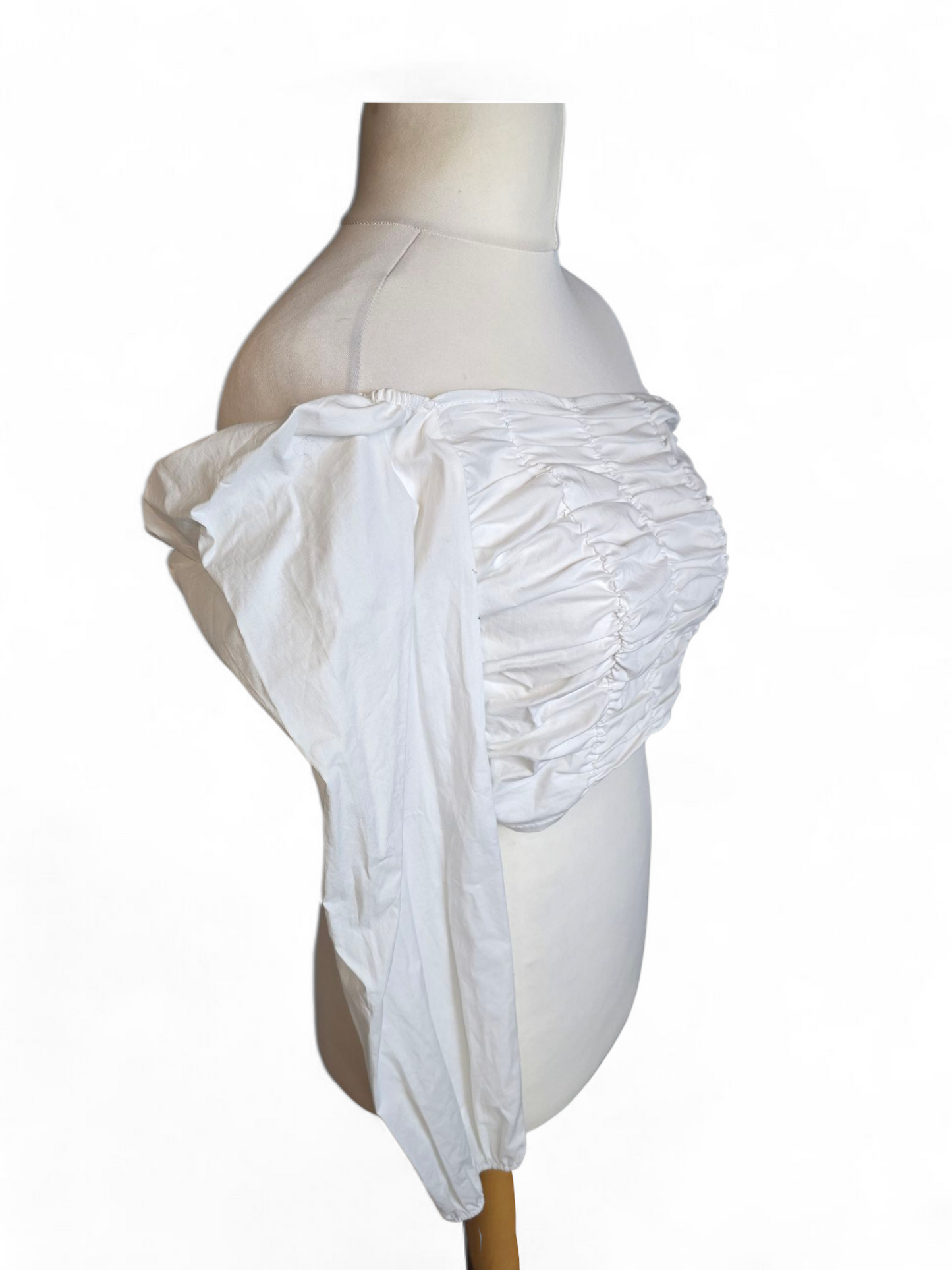 Boohoo White Off-the-Shoulder Cotton Crop Top | Size 10 UK | New with Tags