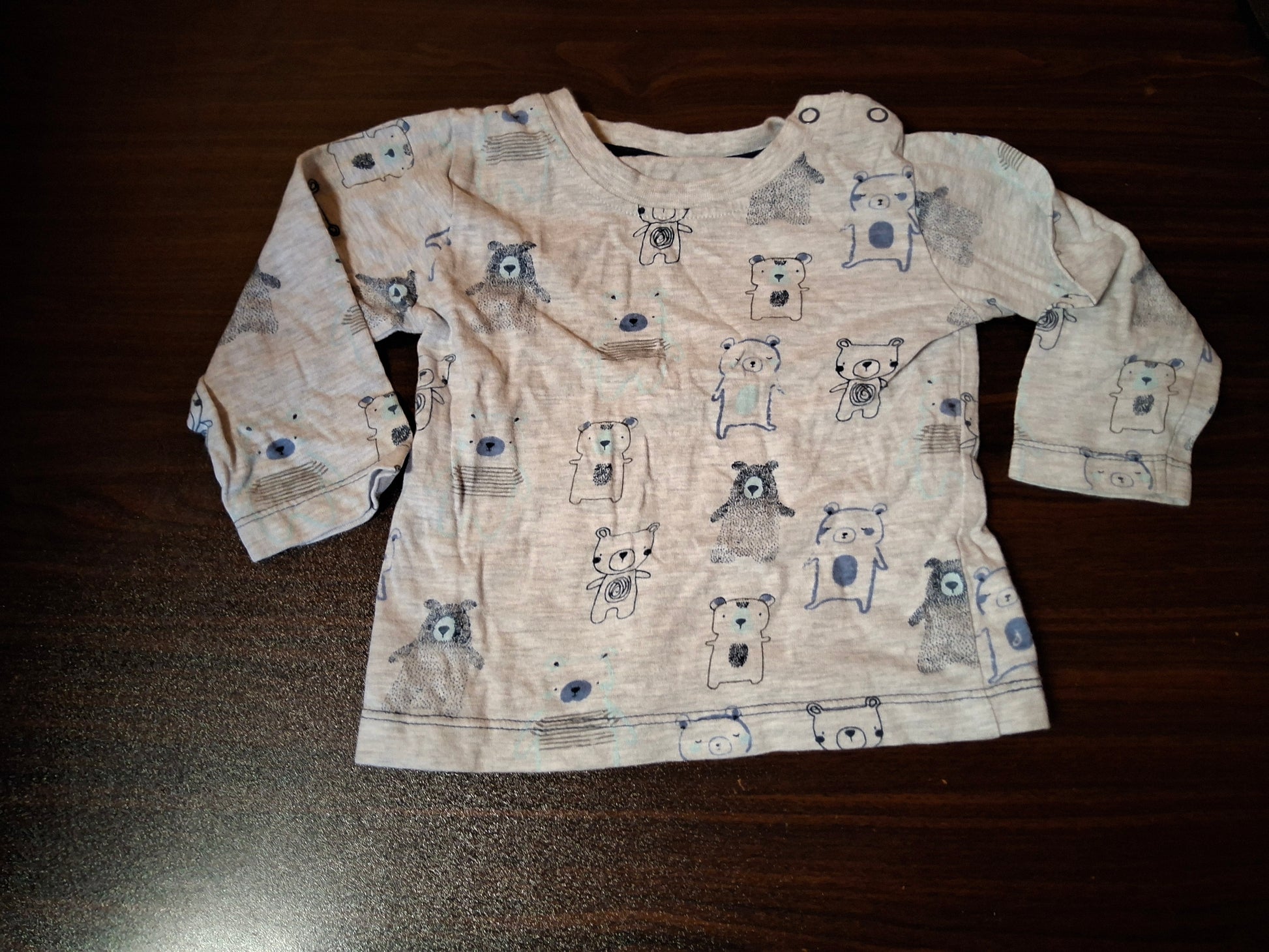 St Bernard Boys Grey Bear Print T-Shirt – 6–9 Months – 100% Cotton
