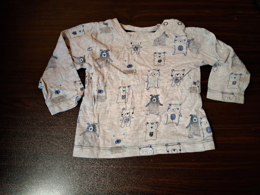 St Bernard Boys Grey Bear Print T-Shirt – 6–9 Months – 100% Cotton
